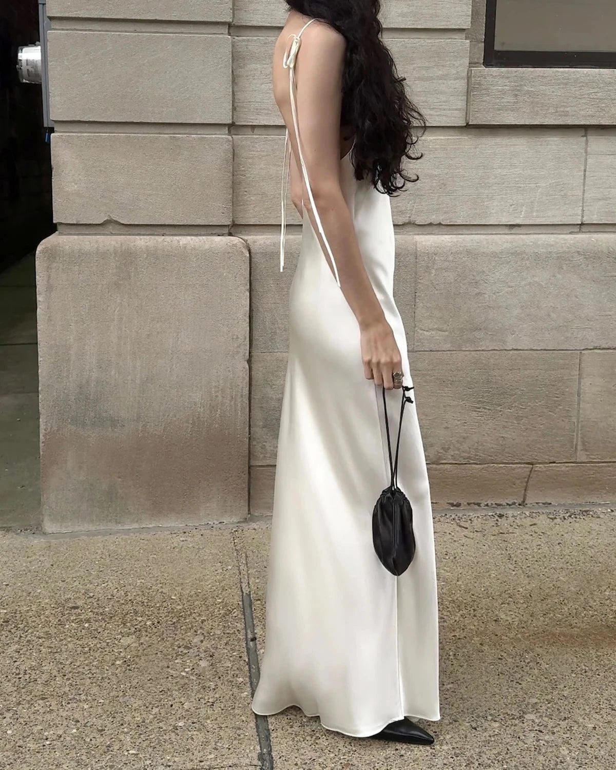 Elegant Backless Cami Maxi Silk Dress for Women - Summer Beach Wedding Party & Evening Occasions