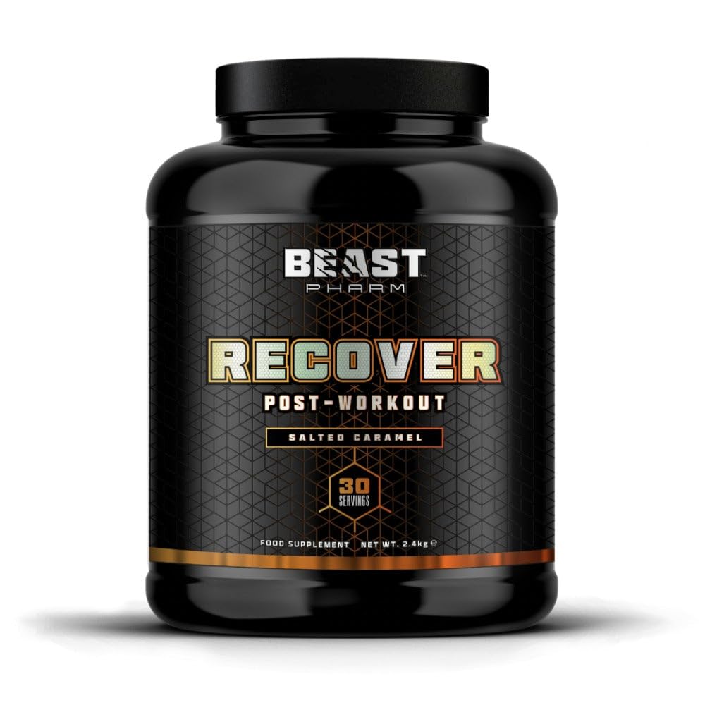 Beast Pharm Recover Post Workout Supplement 5.3lb (Salted Caramel Flavor) - Muscle Recovery & Protein Powder for Athletes & Bodybuilders After Training