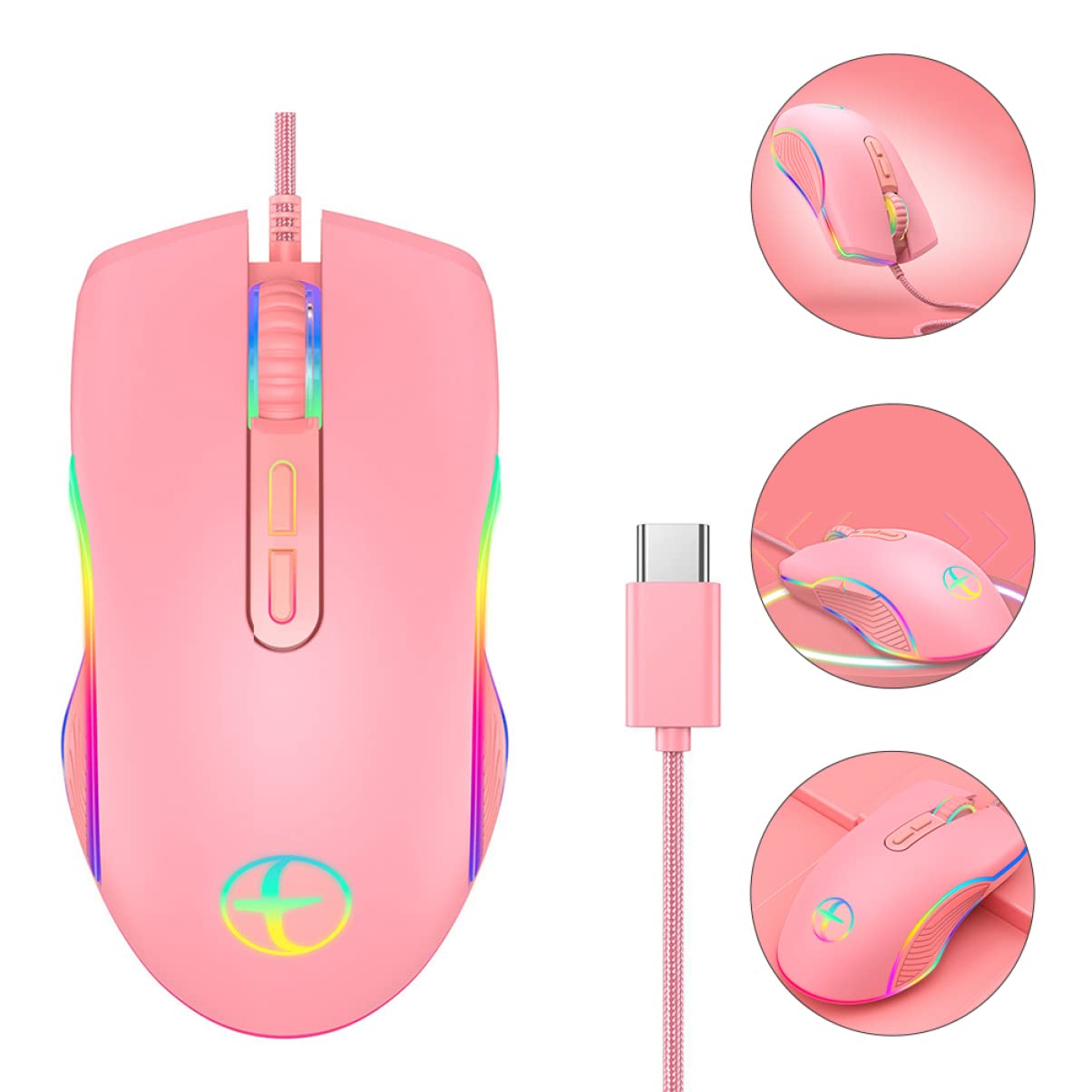 Homoyoyo RGB Gaming Mouse for Laptop & Computer - Wired USB Optical Mouse with LED Backlight for Work & Gaming - Perfect for Office, Home & Esports