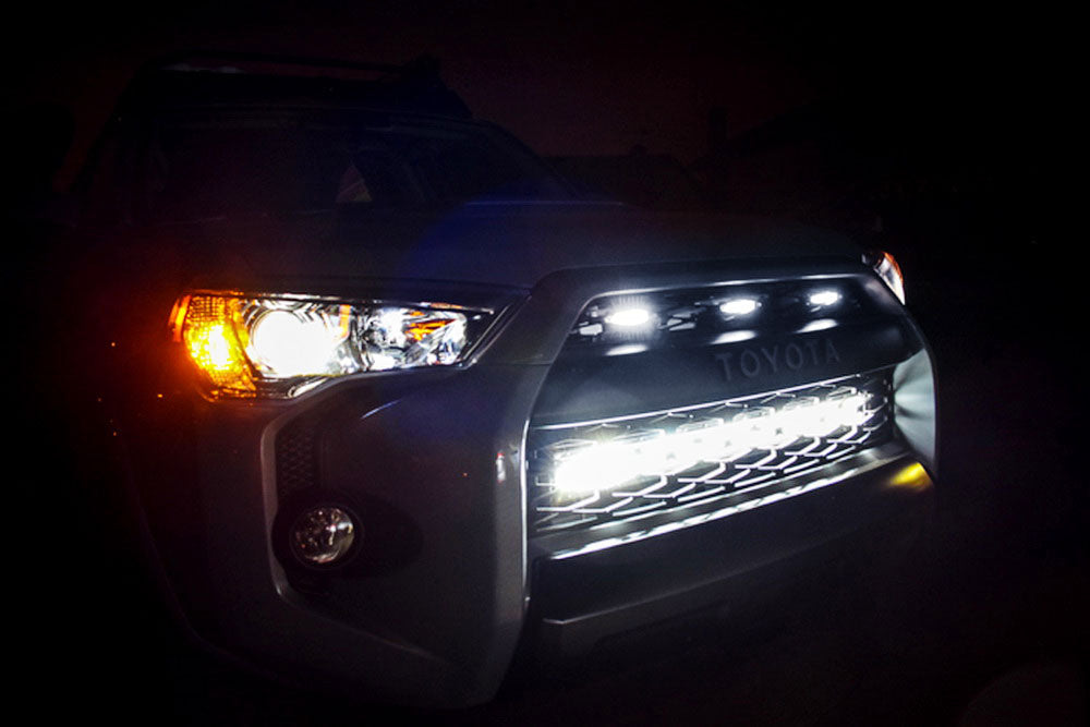 3pc Set Clear Lens White LED Front Grille Lighting Kit for 2014+ Toyota 4Runner - Off-Road Lighting Upgrade for Night Driving & Custom Car Styling