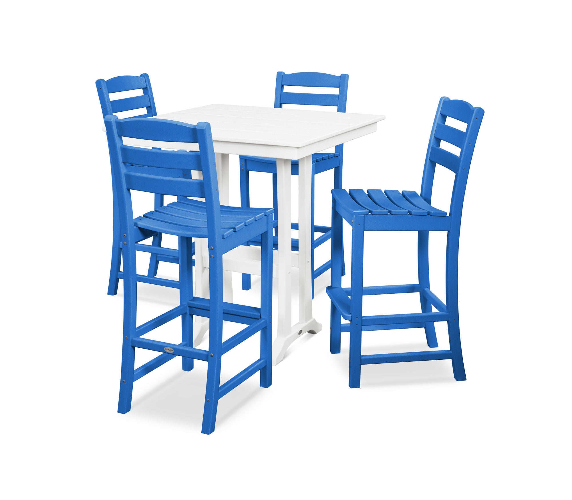 POLYWOOD La Casa Café 5-Piece Farmhouse Trestle Bar Set - Outdoor Patio Dining Furniture for Backyard, Garden & Poolside