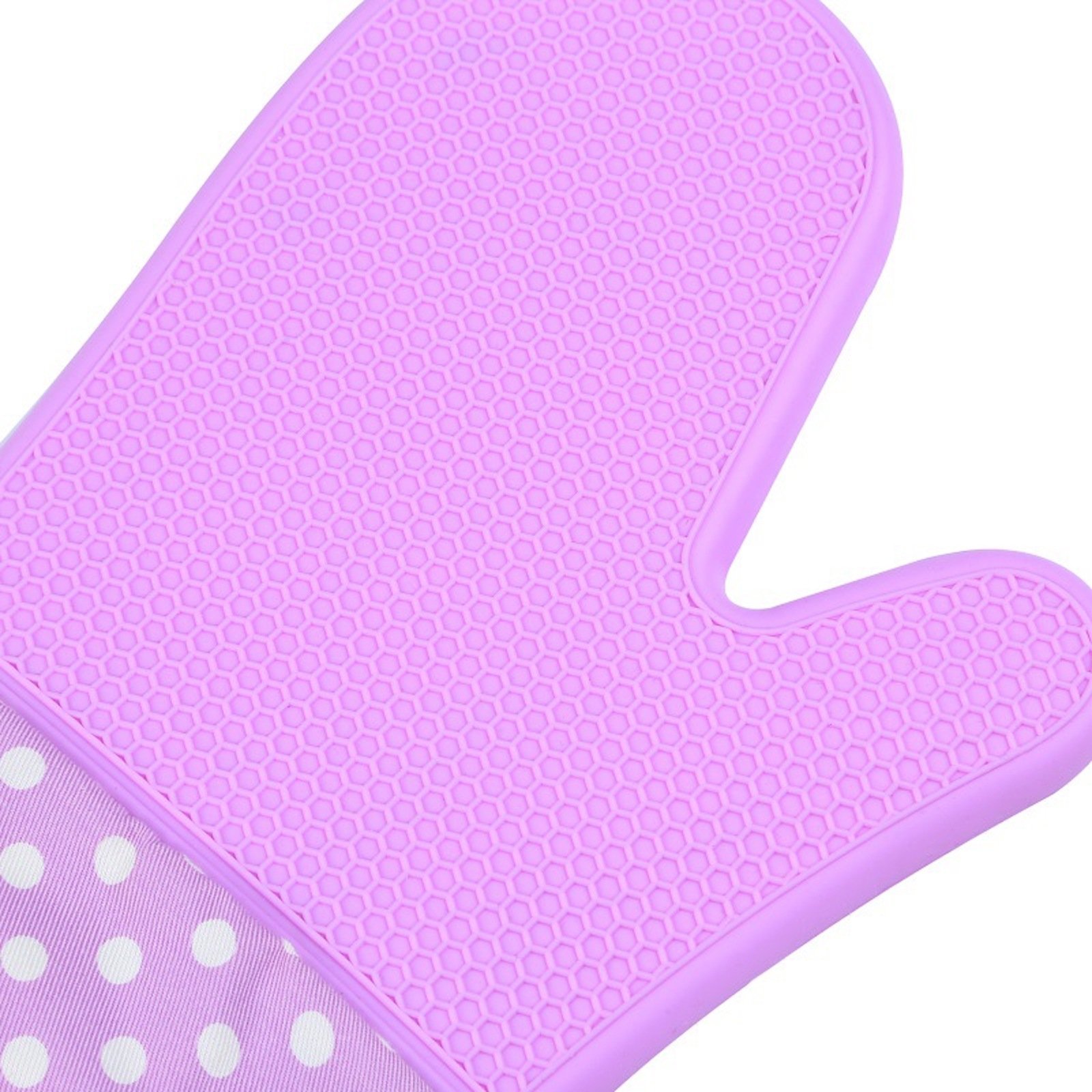 Heat Resistant Silicone BBQ Gloves for Grilling, Baking & Cooking - Waterproof, Non-Slip Oven Mitts with Cotton Lining (Purple, 13