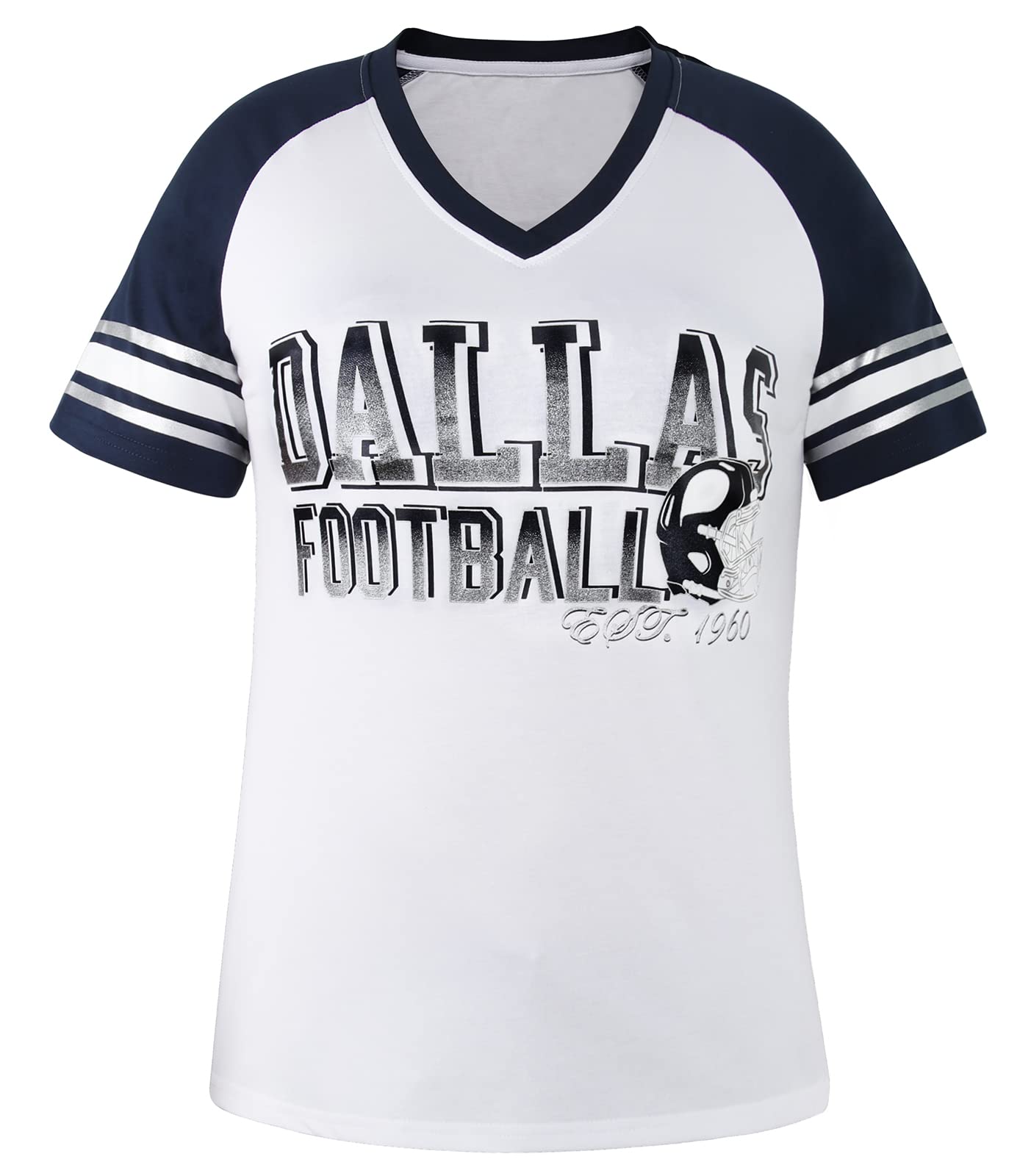 Simapak Women's Football Fan Raglan T-Shirt - Athletic Casual Tee for Sports Enthusiasts - Navy & White - Perfect for Game Day, Tailgating & Casual Wear