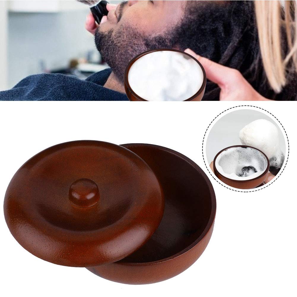 Premium Rubber Wood Shaving Soap Bowl with Lid - Men's Foaming Shaving Cream Bowl for Wet Shaving - Perfect for Travel & Home Grooming Kits
