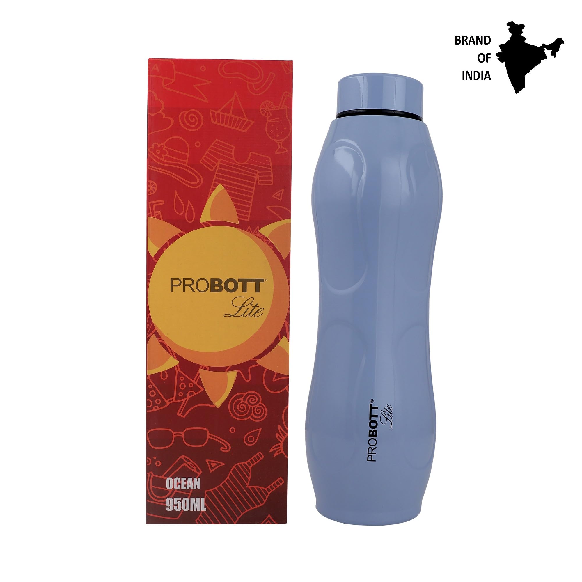 PROBOTT Ocean 950ml Single Wall Stainless Steel Water Bottle - Lightweight, Leakproof, Freeze-Friendly for Gym, Sports, Office & Outdoor Activities | Perfect for Hiking, Travel, Home & Kitchen Use
