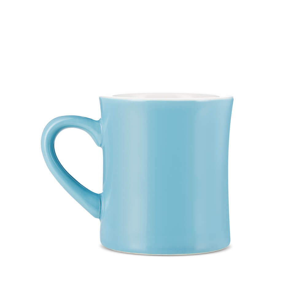 Premium Porcelain Diner Mug for Espresso & Coffee - 10oz (305ml) Blue - Perfect for Home, Office & Cafe Use