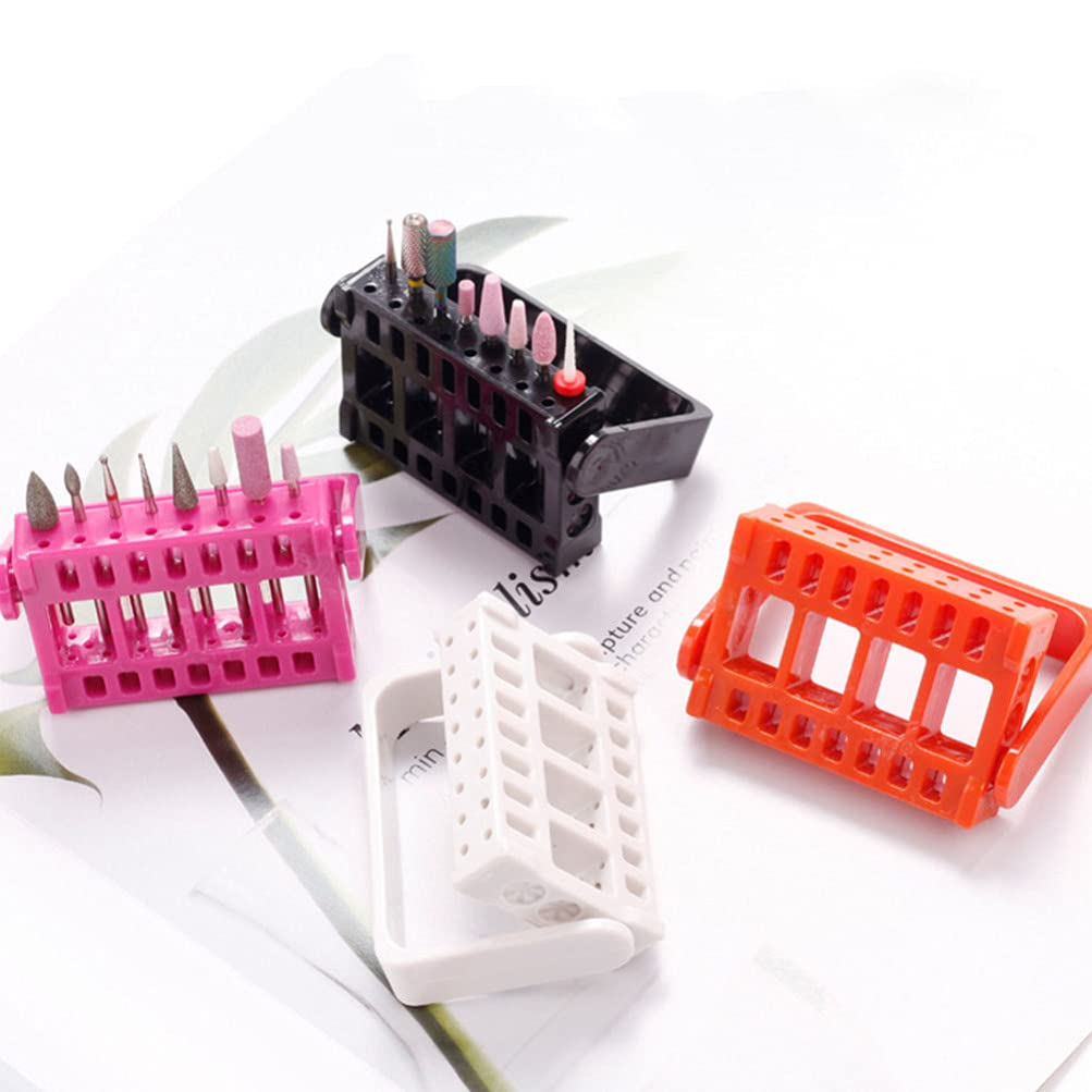 EXCLUZO 8-Piece Nail Drill Bit Organizer with 16 Holes - Grinding Head Bit Display Storage Rack & Holder Stand for Nail Art Tools (Mixed Colors) - Perfect for Salon Professionals & DIY Nail Enthusiasts