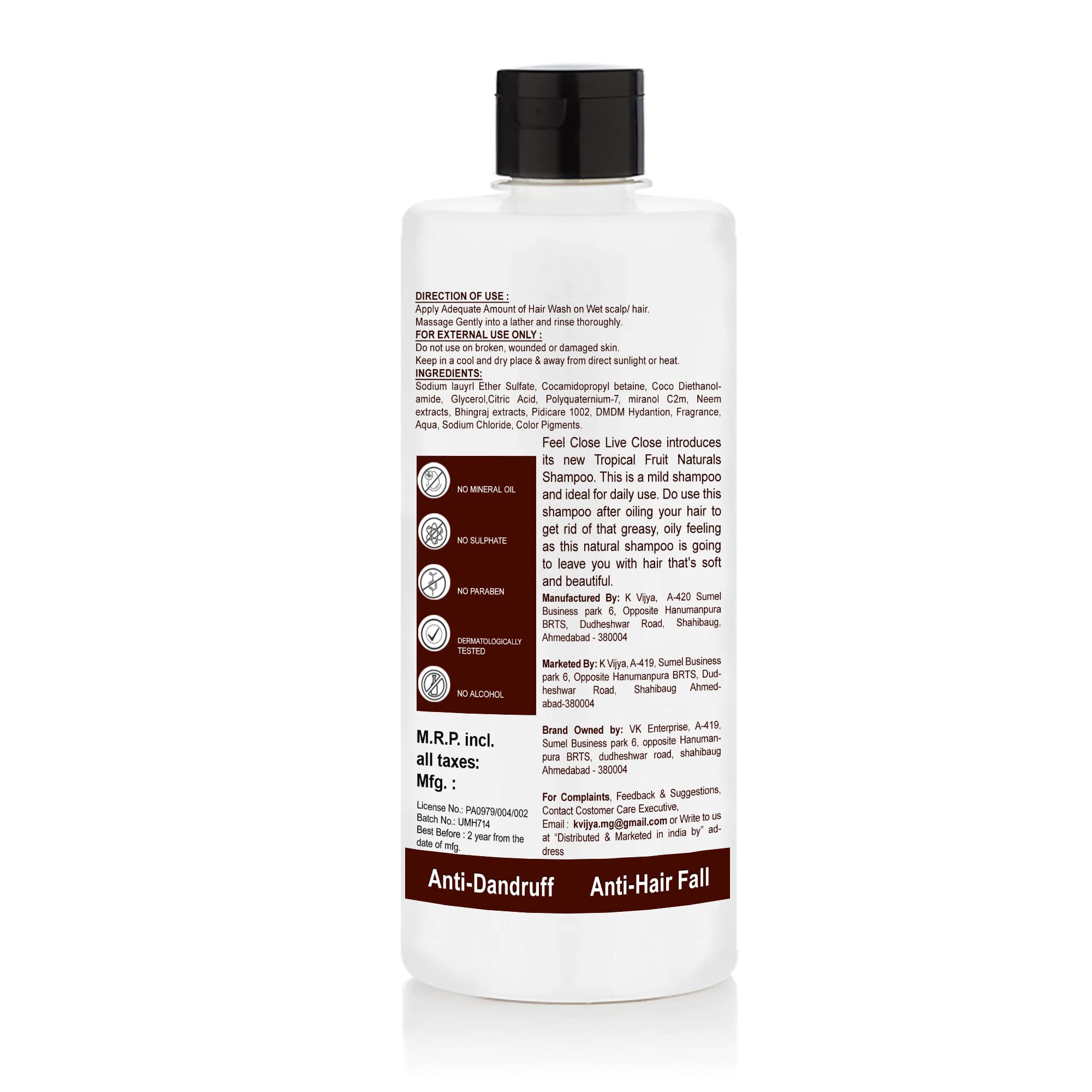 Feel Free Anti-Dandruff Shampoo 500ml | Paraben-Free Scalp Treatment for Itch Relief, Redness & Irritation | Gentle Daily Use for Flaky Scalp Care | Perfect for Sensitive Scalp & Dandruff Control at Home