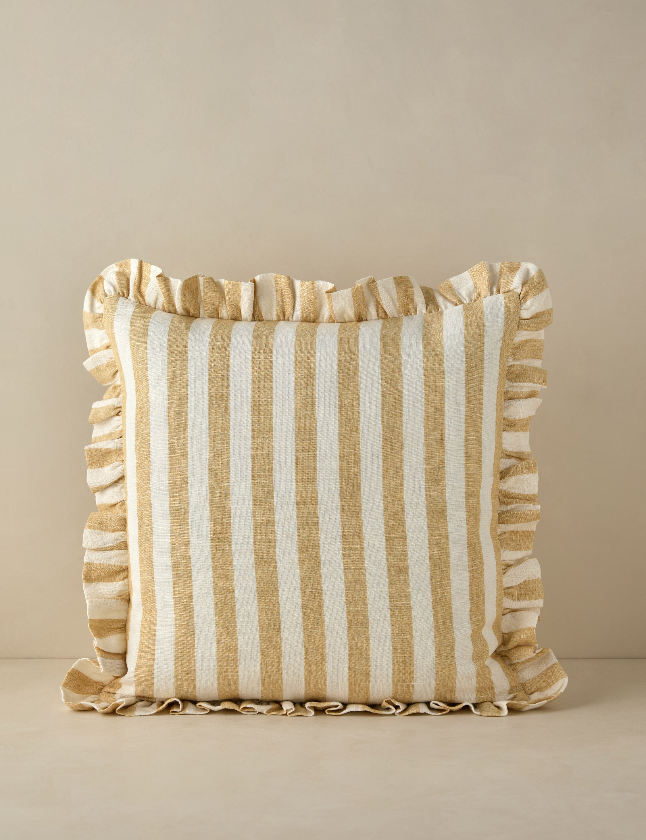 Amaroso Linen Ruffle Pillow - Soft Decorative Throw Pillow Cover for Sofa, Bed & Couch - Elegant Home Decor Accent for Living Room, Bedroom & Nursery
