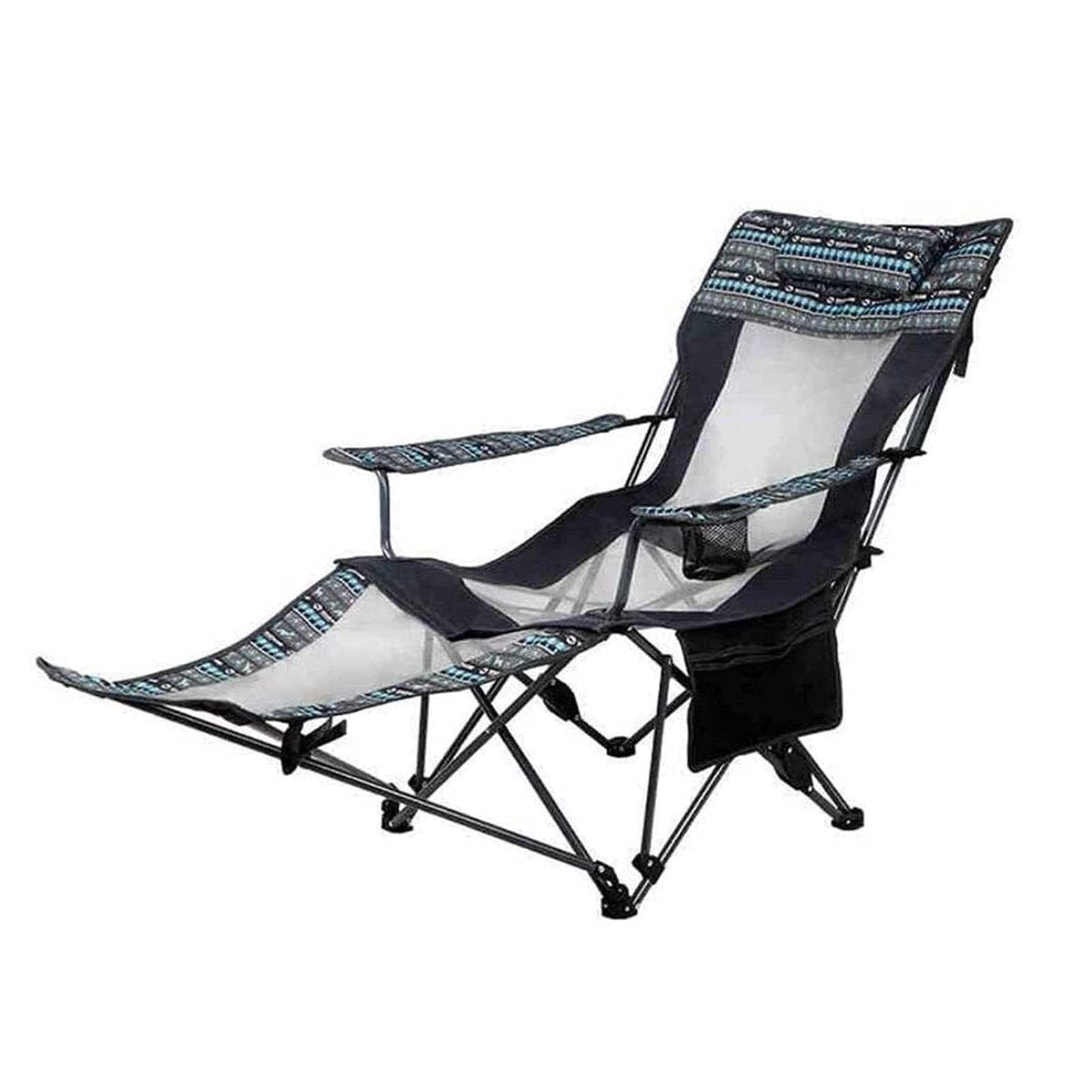 Premium Folding Camping Chair with Headrest & Footrest - Heavy Duty 110kg Capacity, Portable Recliner for Outdoor Camping, Hiking, Backpacking, Beach, BBQ, Picnics and Tailgating - Includes Storage Bag for Easy Transport