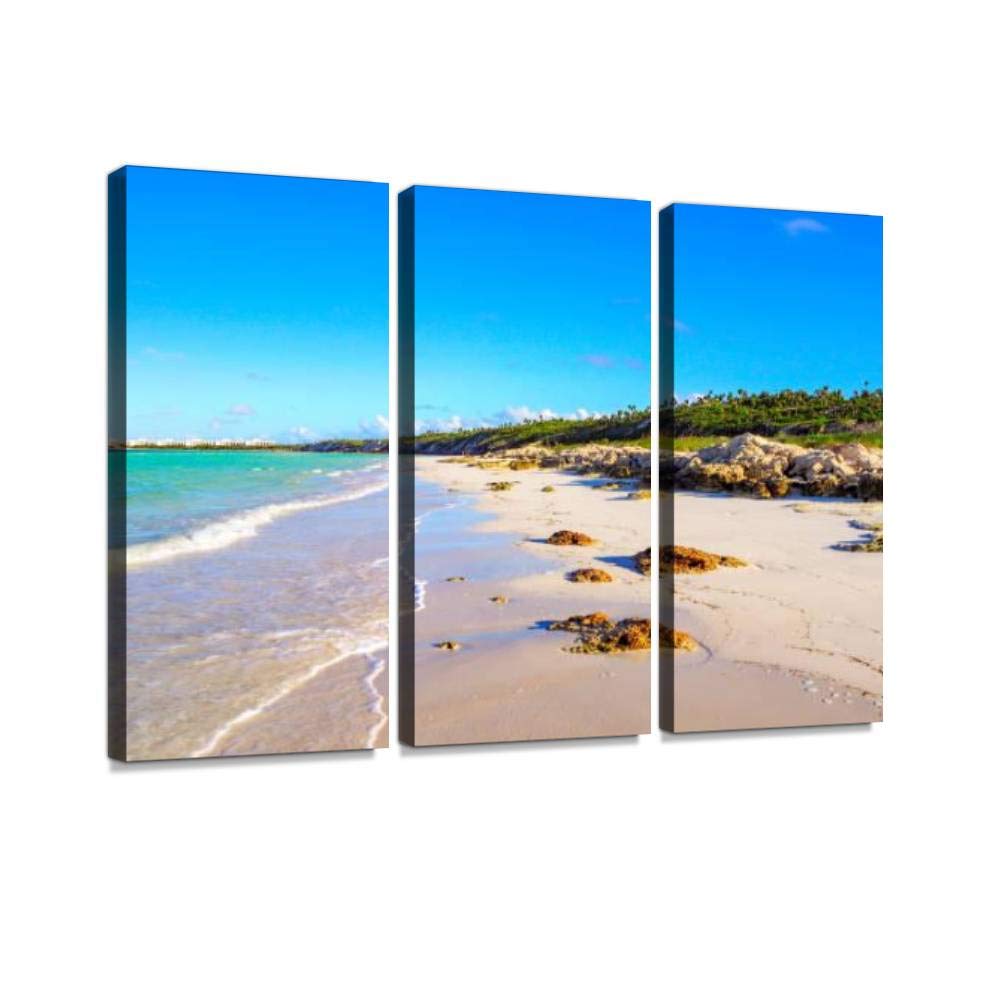 Tropical Cuba Seascape Canvas Wall Art - 3 Panels for Living Room & Bedroom Decor