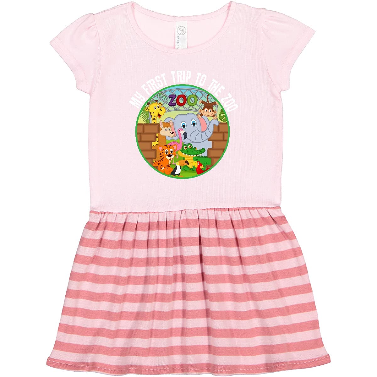 Inktastic 1st Trip to Zoo Animals Outfit Toddler Dress - Adorable Baby Girl Zoo-Themed Dress for Birthday, Photoshoot & Family Outings