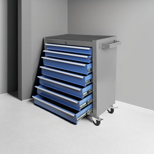 7-Drawer Rolling Tool Chest with Wheels - Heavy Duty Portable Tool Box Organizer with Large Storage Cabinet & Locking System - Perfect for Garage, Workshop, and DIY Projects (Grey)