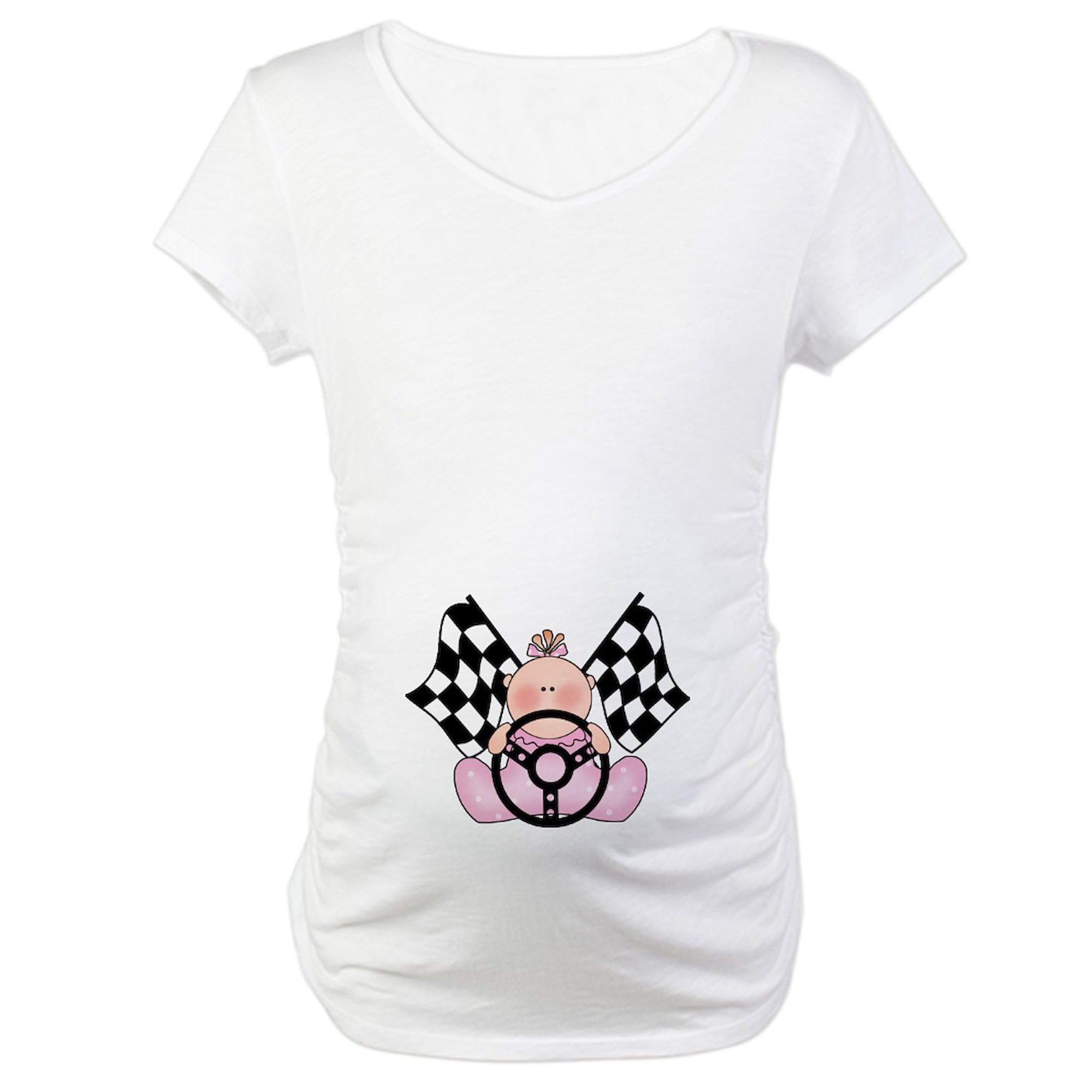 Lil Race Winner Baby Girl Maternity T-Shirt - Women's Ruched Side Pregnancy Shirt for Expecting Moms | Perfect for Baby Showers, Gender Reveals & Maternity Photos