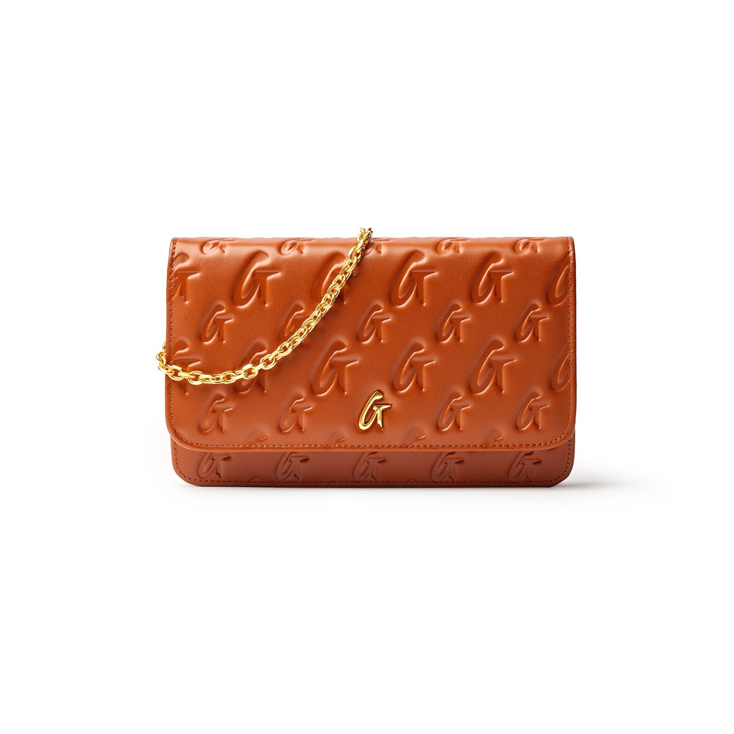 Luxury Monogram Gold WOC Crossbody Bag in Brown - Perfect for Evening Parties, Date Nights & Special Occasions