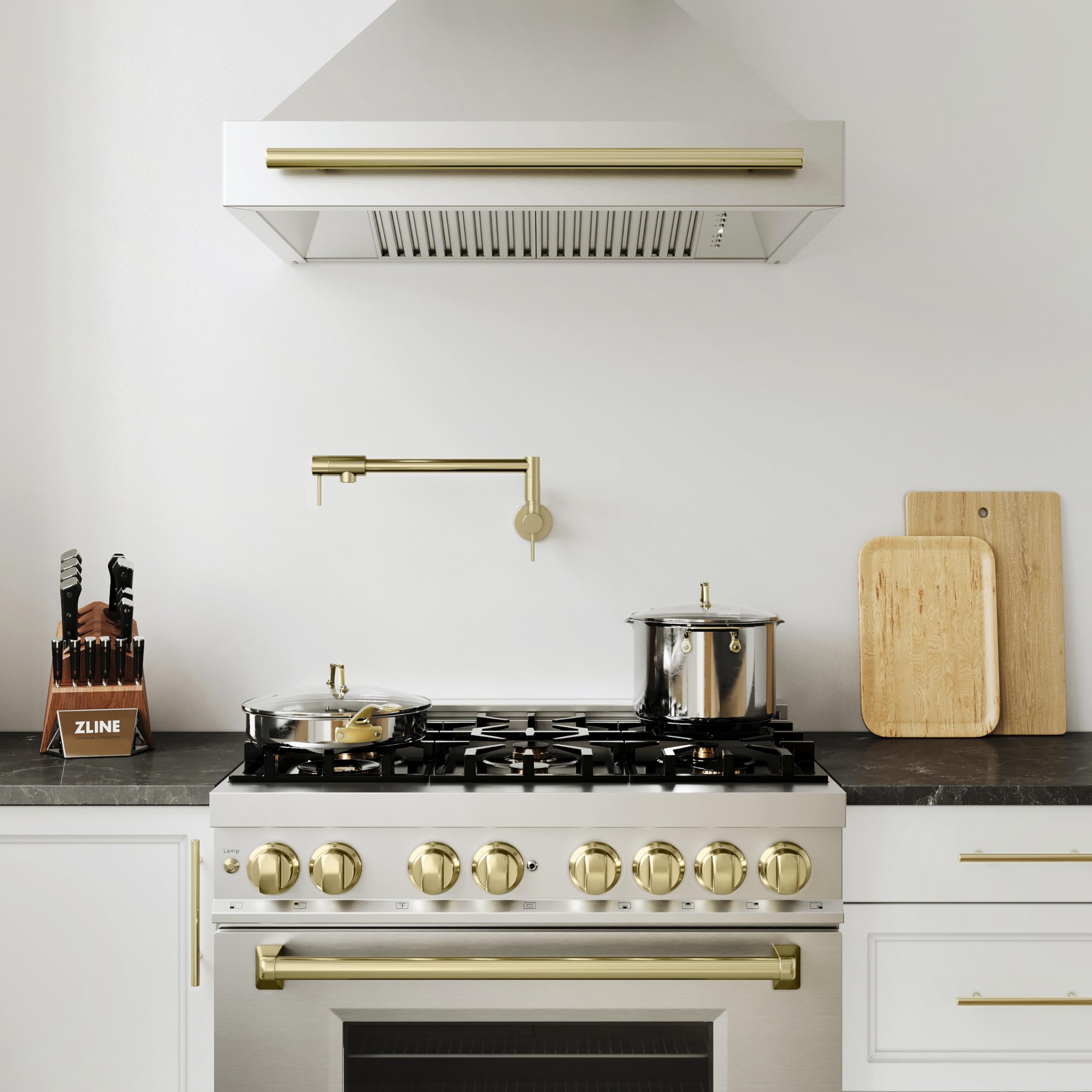 ZLINE Autograph Edition Gemini Pot Filler in Champagne Bronze - Wall Mounted Kitchen Faucet for Cooking & Filling Pots - Perfect for Home Chefs & Modern Kitchens (GEM-FPF-CB)