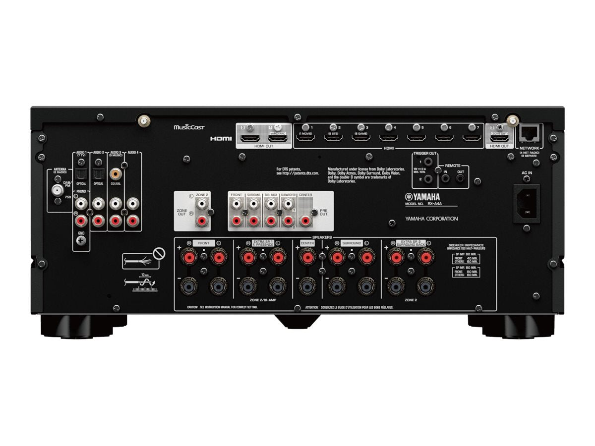 Yamaha RX-A4A 7.2-Channel AV Receiver for Home Theater - 8K HDMI, Dolby Atmos, Wi-Fi & Bluetooth - Perfect for Movies, Music & Gaming