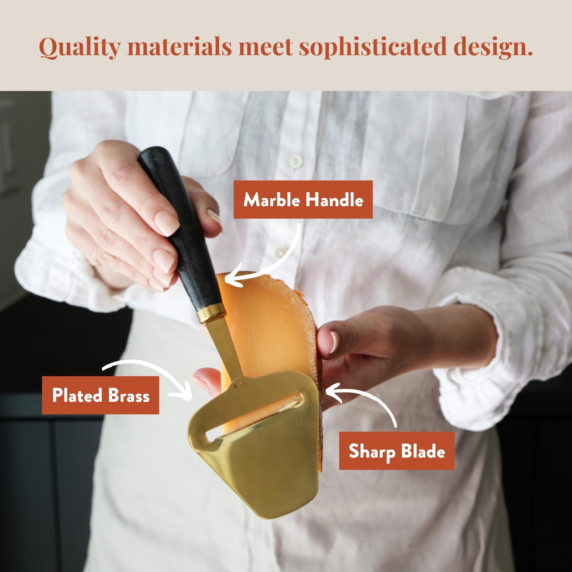 Premium Black Marble Cheese Slicer - Handheld Cheese Cutter & Shaver for Block Cheese | Perfect for Charcuterie Boards, Wine Pairings & Gourmet Kitchen Use