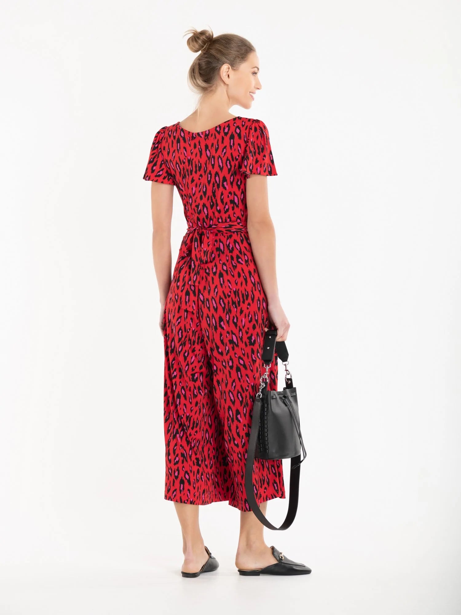 Carla Culotte Jumpsuit for Women - Red Animal Print Romper with Pockets | Casual Summer Outfit for Beach, Party & Vacation