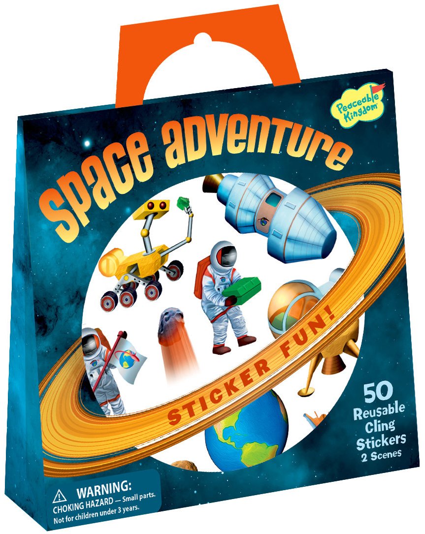 Peaceable Kingdom Space Adventure Reusable Sticker Tote - Fun Sticker Activity for Kids | Perfect for Travel, Playtime & Creative Learning