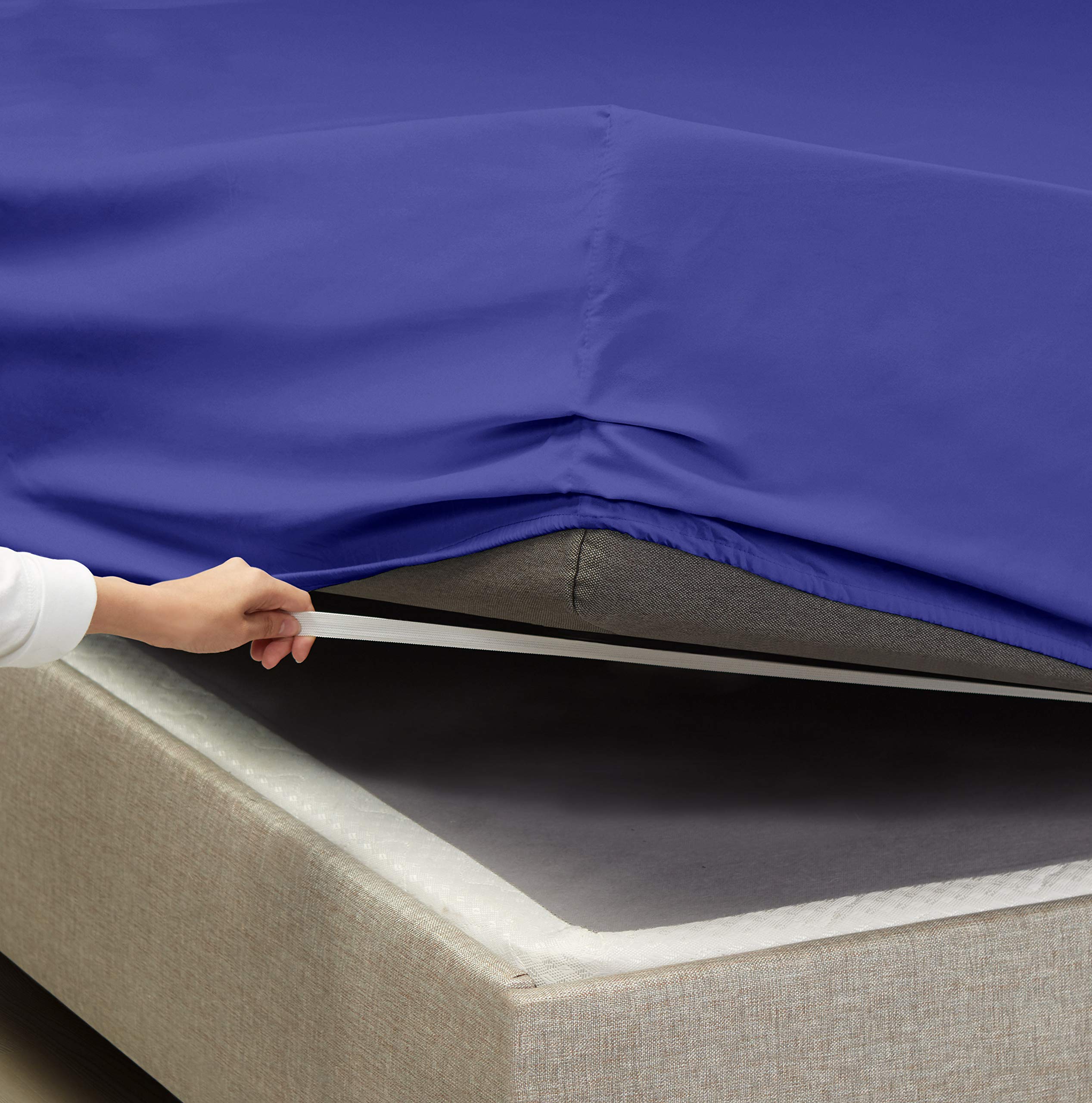 Royal Blue Full Size Fitted Sheet - 100% Cotton 600TC for Deep Pocket Mattress | Breathable & Soft Bedding for Comfortable Sleep