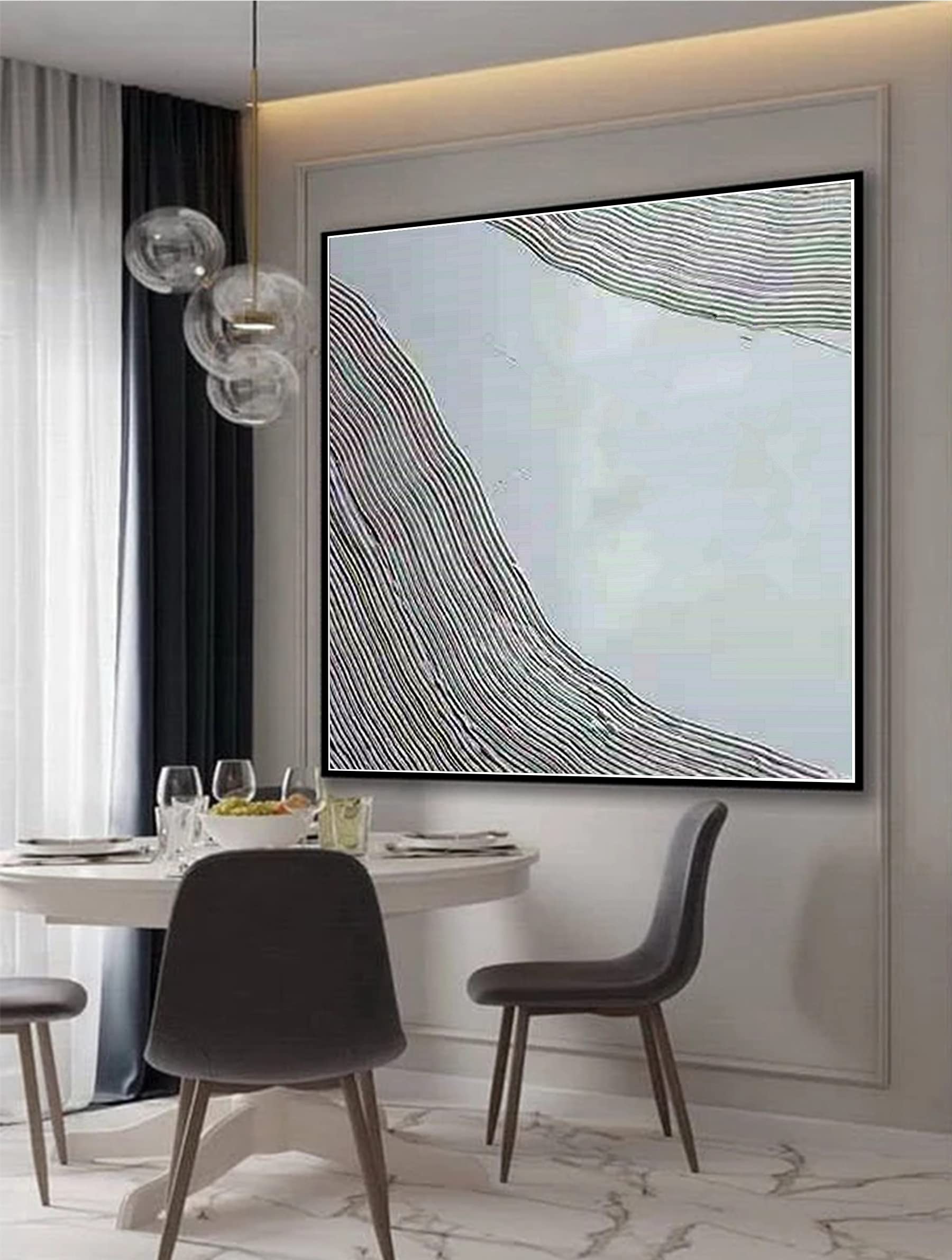 White Abstract Ocean Painting - Textured 3D Wall Art, Wabi-Sabi Minimalist Home Decor, White Sea Waves Canvas Art for Living Room, Bedroom & Office