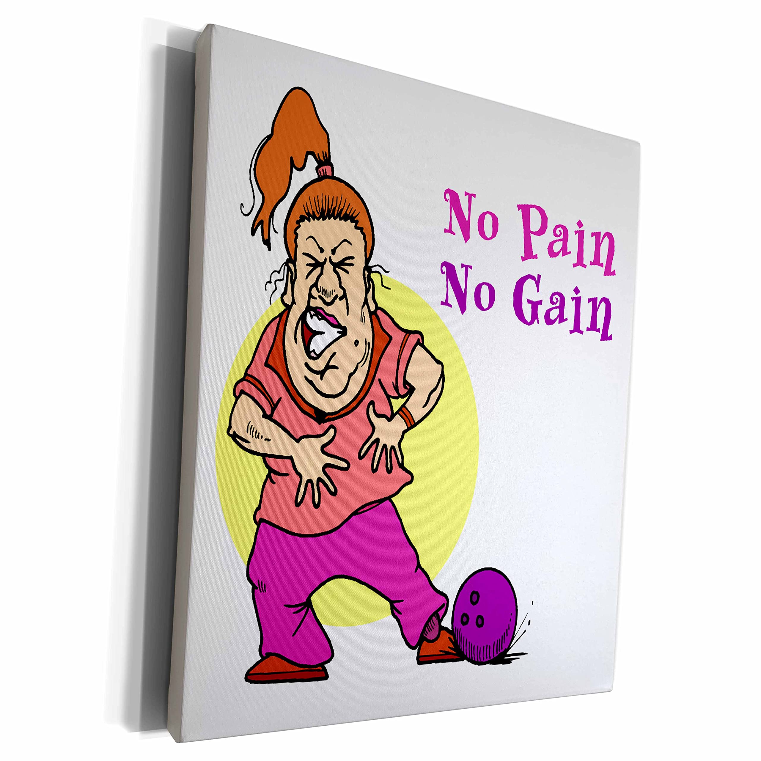 No Pain No Gain Funny Bowling Sports Design - 3dRose Museum Grade Canvas Wrap for Home & Office Decor | Perfect for Bowling Enthusiasts & Sports Lovers