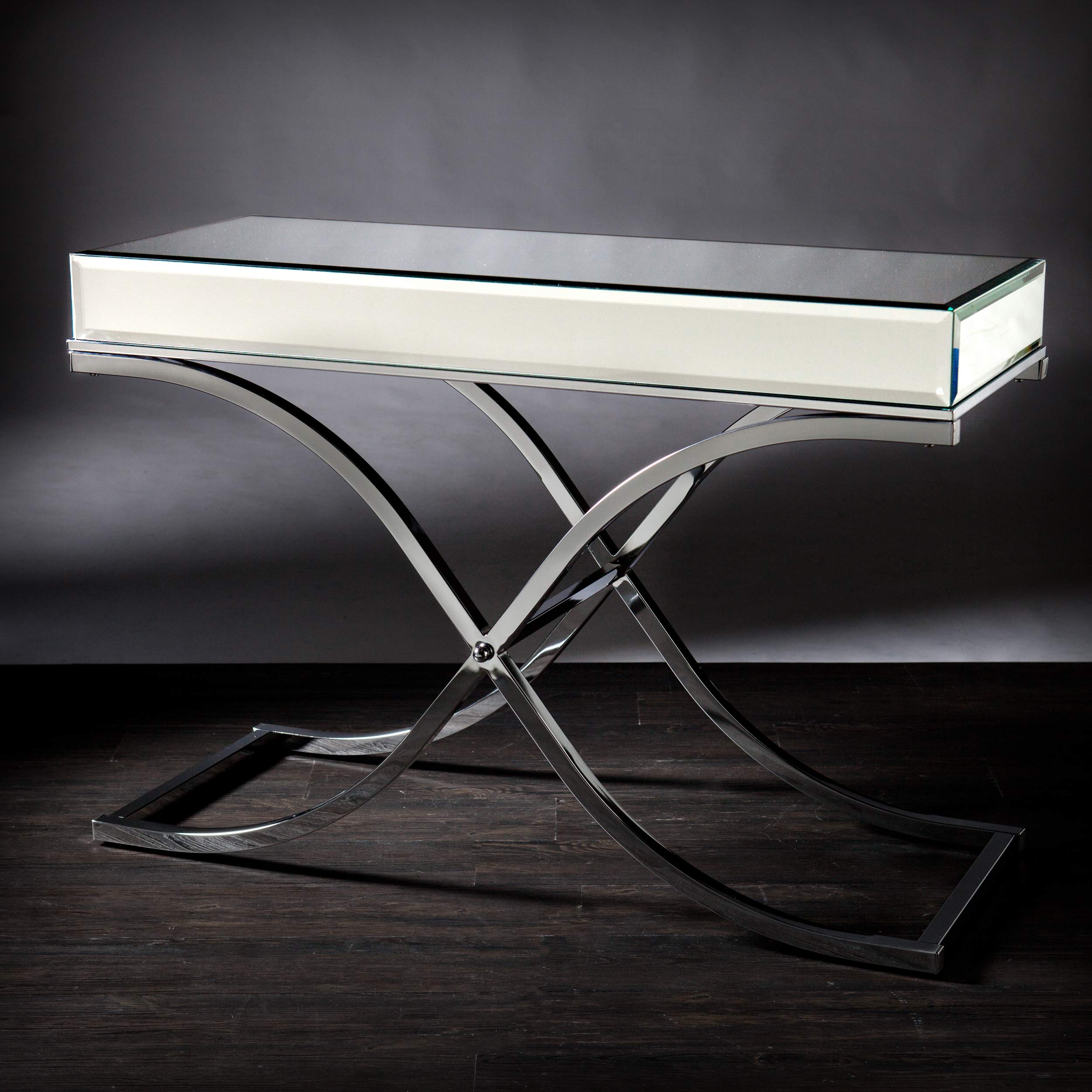 Ava Mirrored Console Table with Chrome Finish - Elegant Entryway Furniture for Living Room & Hallway Decor