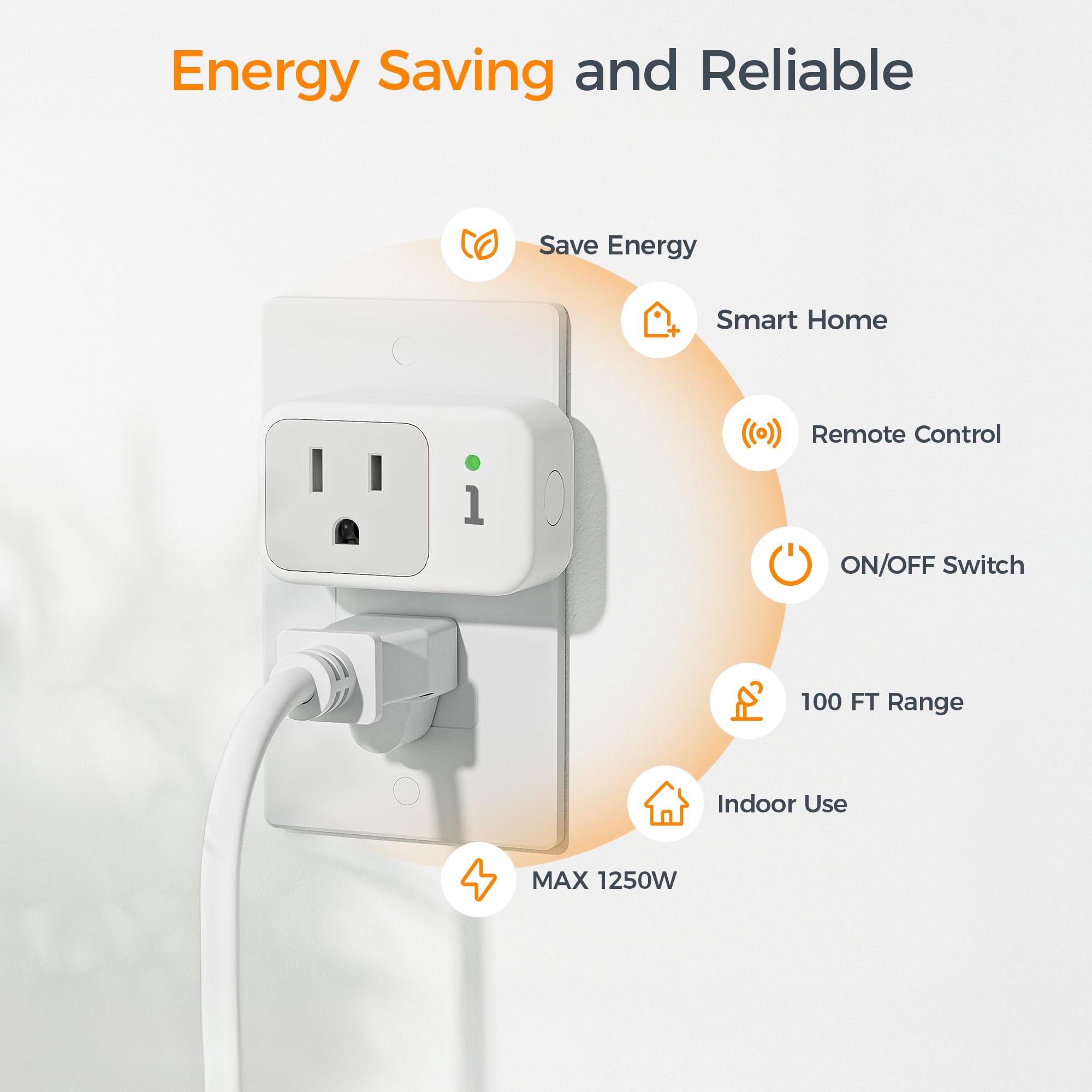 TESSAN Smart Remote Control Outlet - Wireless Light Switch for Indoor String Lights, Lamps & Small Appliances | 100ft Range | 1 Remote + 3 Outlets | Perfect for Bedroom, Living Room & Holiday Decorations