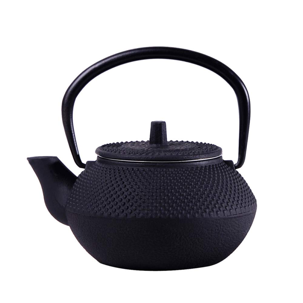 Japanese Style 300ml Cast Iron Teapot with Strainer - Flower Tea Set, Puer Kettle & Coffee Teapot for Home, Kitchen, Office - Perfect for Afternoon Tea, Tea Ceremonies & Relaxation (Yellow/Black)