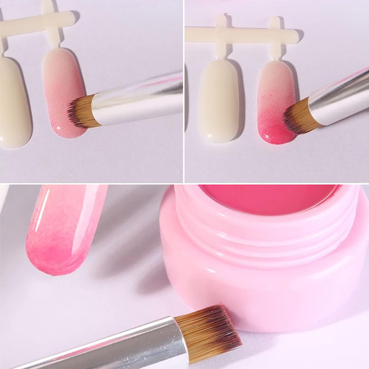 SILPECWEE 5Pcs Ombre Nail Brush Set - Acrylic Nail Art Brushes for Gradient & Gel Nails - Professional Manicure Painting Pens & Tools - Perfect for Salon, Home DIY & Nail Art Enthusiasts