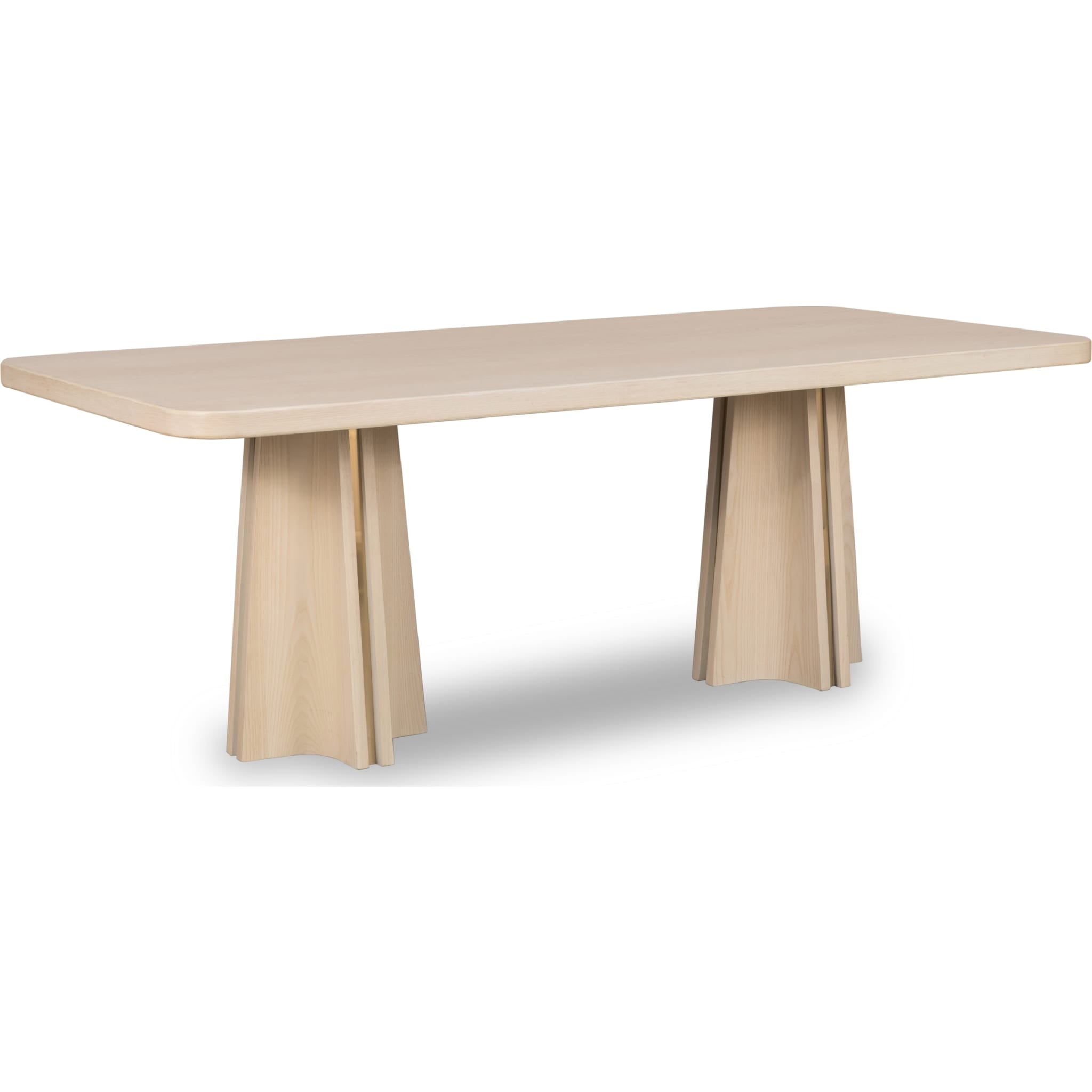 Zinnia Ash Wood Double Pedestal Dining Table - White Sand Finish | Modern Farmhouse Style | Perfect for Dining Room, Kitchen, or Open Concept Living Spaces