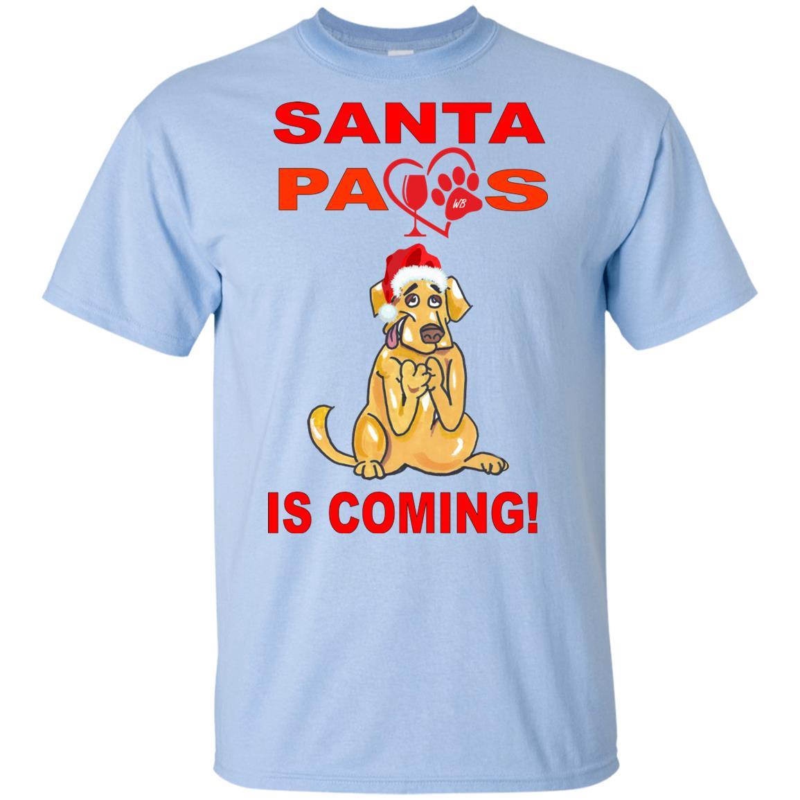 Santa Paws Is Coming - Funny Christmas Dog Lover Youth T-Shirt | Ultra Soft Cotton Tee for Kids & Teens | Perfect Gift for Pet Owners & Holiday Parties