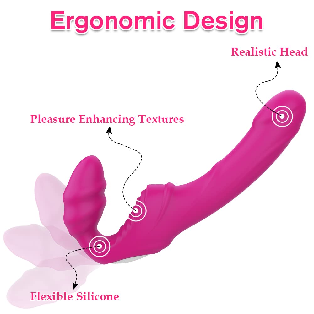 Rechargeable Remote Control Silicone Strapless Strap-On Dildo Vibrator - Dual Stimulation for G-Spot & Clitoris | Hands-Free Adult Toy for Women & Couples | Perfect for Lesbian Play & Solo Pleasure