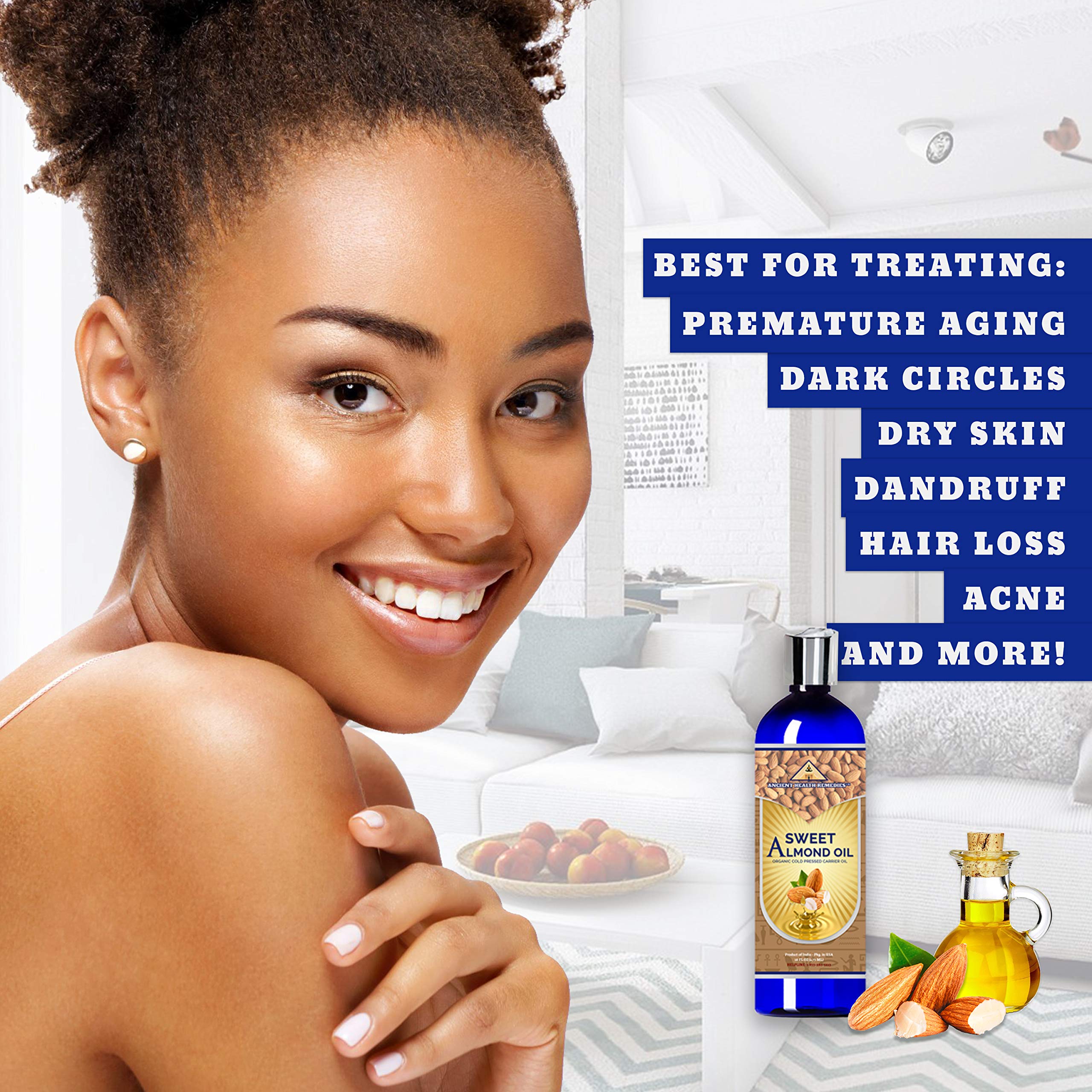 Pure Cold Pressed Sweet Almond Carrier Oil for Skin & Hair Care - All Natural, Moisturizing, DIY Beauty - Bulk Wholesale (Darkening, India) | Perfect for Body Butter, Massage Oil & Aromatherapy