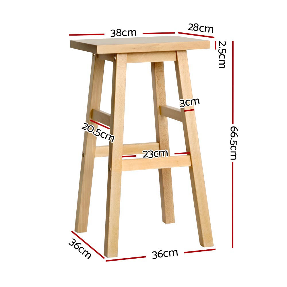 2-Pack Wooden Bar Stools for Kitchen Counter - Natural Finish Bar Height Stools with Back Support - Perfect for Breakfast Nook, Kitchen Island & Home Bar