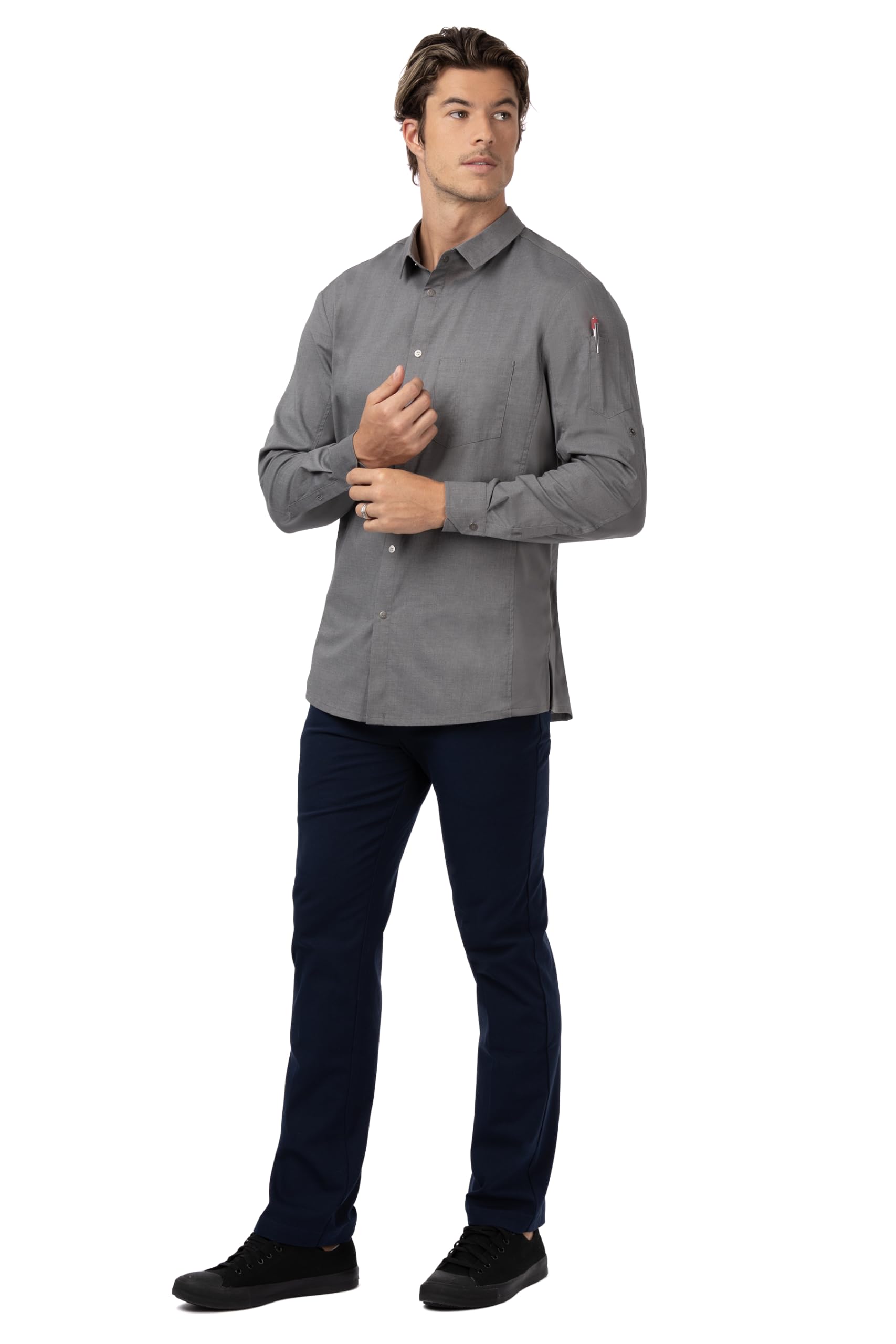 Chef Works Men's Seville Breathable Mesh Panel Work Shirt - Professional Kitchen Uniform for Chefs & Cooks | Ideal for Hot Kitchens, Cooking Classes & Restaurant Staff