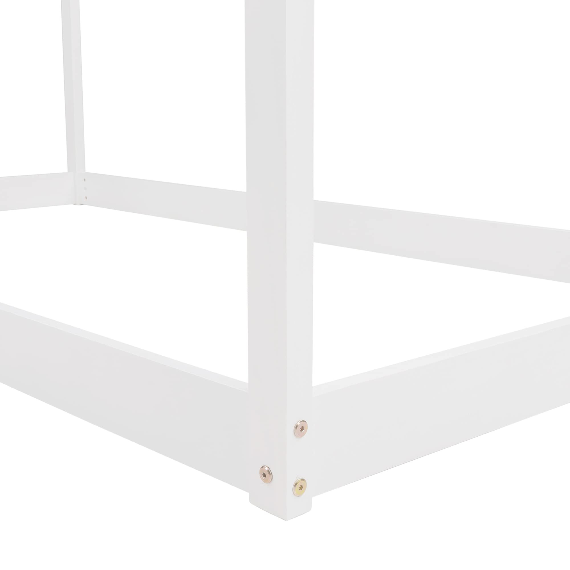 SOFTSEA Twin Kids Bed Frame with Tent - Easy Assembly White for Playroom & Bedroom
