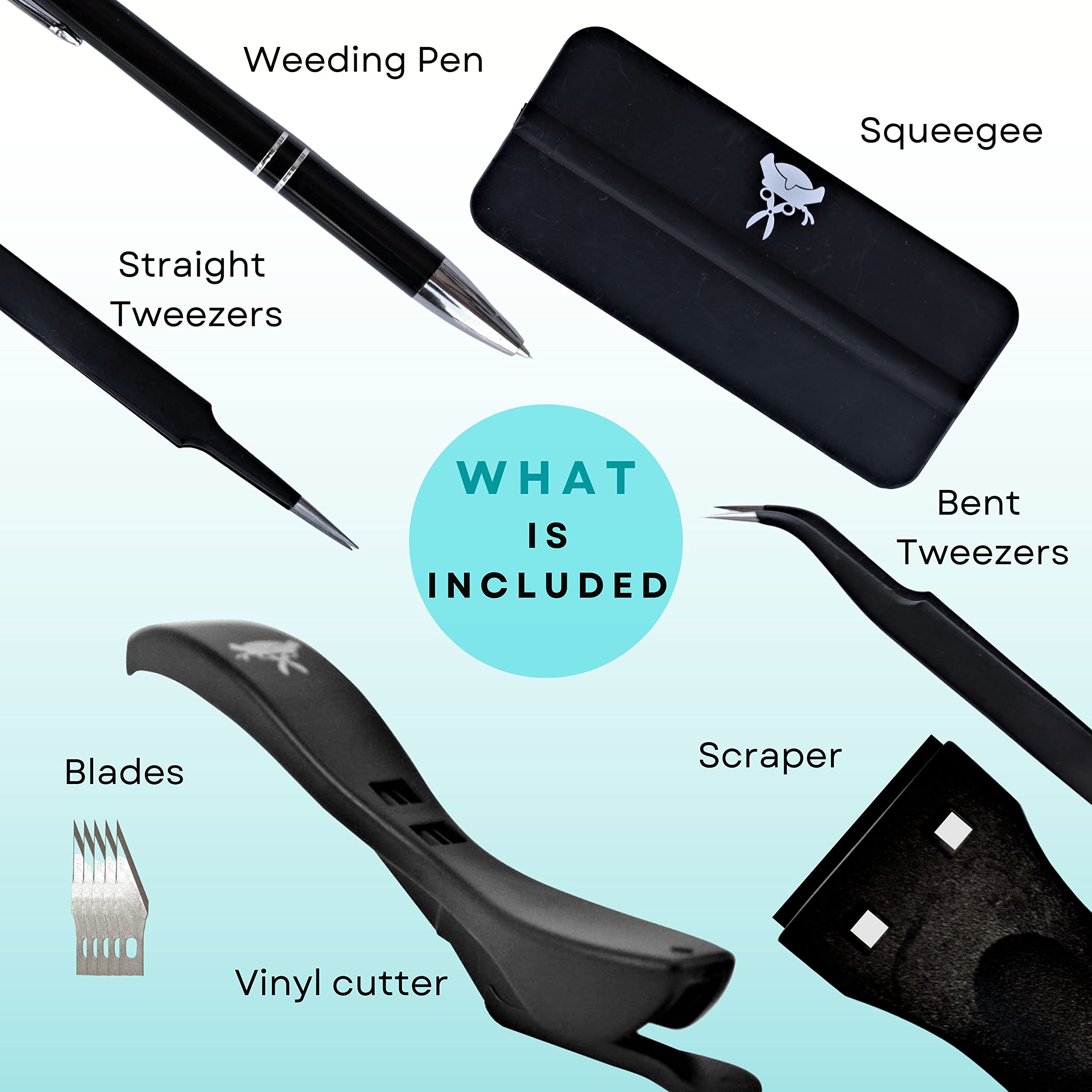 Hobby Captain Vinyl Tools Kit - 7pcs Precision Weeding Tools Set for Vinyl Cutting Machines | Includes Weeding Pen, Vinyl Squeegee, Scraper & Tweezers | Perfect for DIY Crafts, Sign Making & Vinyl Decal Projects