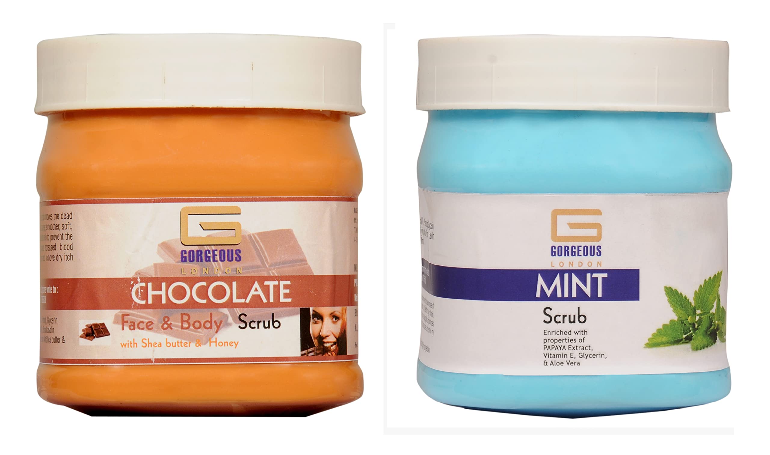London Chocolate & Mint Body Scrub Duo - 2 Pack (450ml Each) | Exfoliating & Moisturizing for Smooth Skin | Perfect for Spa Day & Self-Care Routine