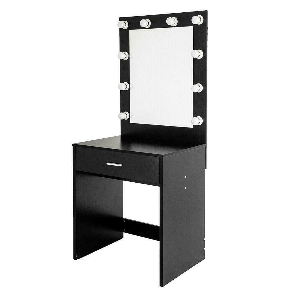 SverdlofG Vanity Makeup Dressing Table Set with 10-Light Mirror & Drawer - Wooden Vanity Desk for Bedroom, Portable Makeup Vanity Side Table - Perfect for Home Salon, Bridal Dressing & Cosmetics Organization