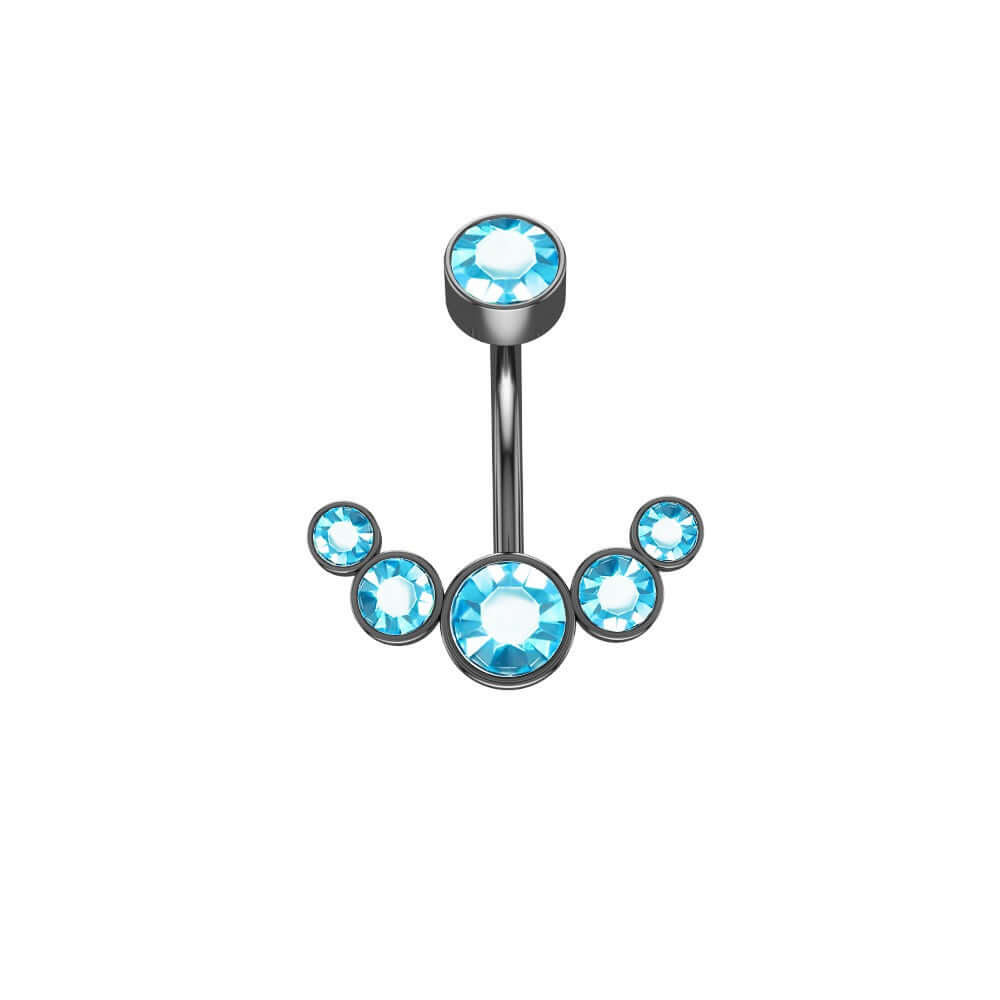 Czech Diamond Navel Ring - Premium 316L Surgical Steel Belly Button Ring | WH6012 for Body Piercing Jewelry & Belly Dance Accessories