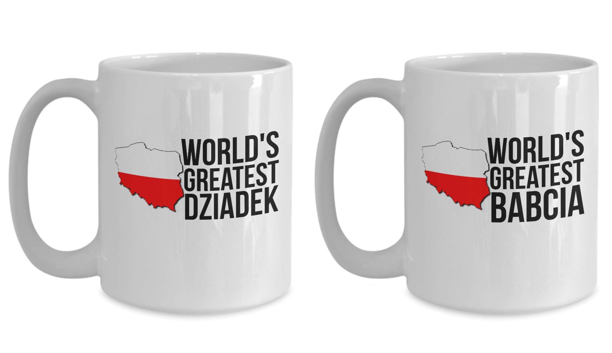 Babcia and Dziadek Coffee Mug Set - Polish Flag Themed Grandparent Gift - Perfect for Morning Coffee, Tea Time & Polish Heritage Celebrations
