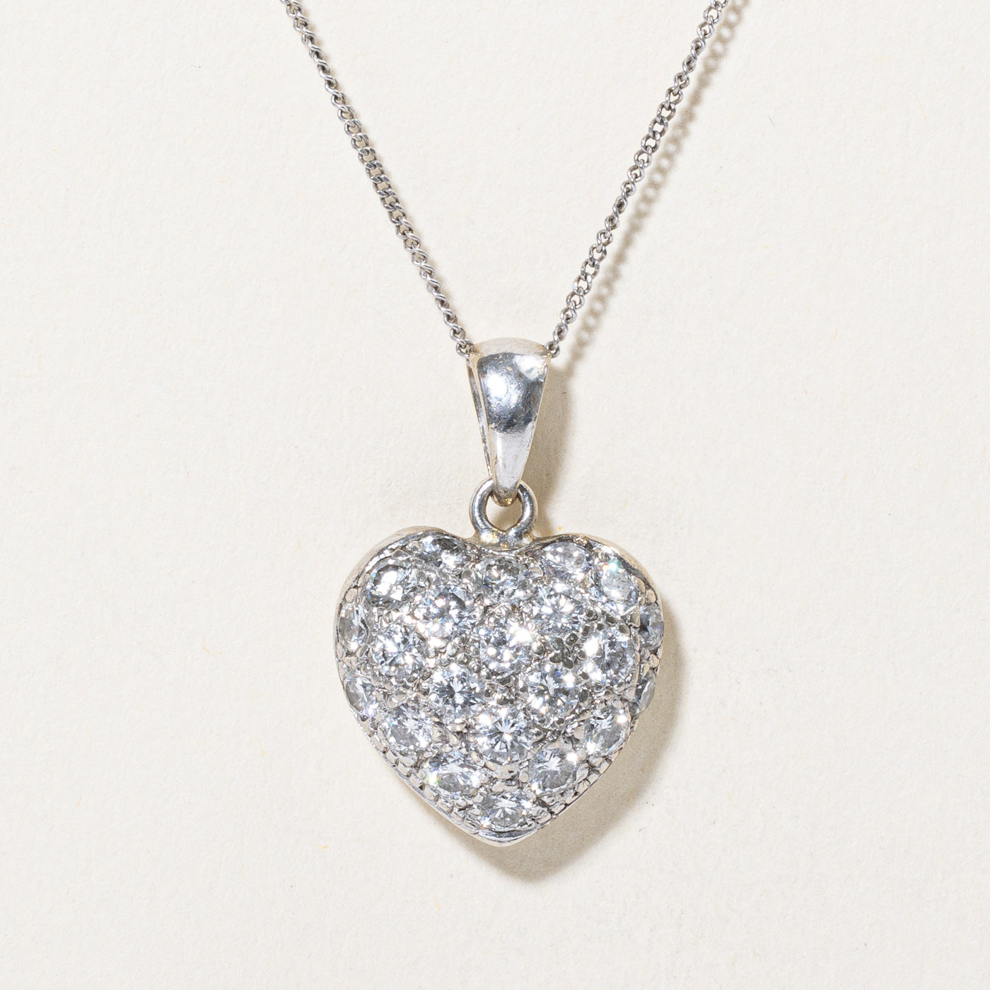 1.32ctw Pavé Set Diamond Heart Pendant Necklace in 14K Gold | Romantic Gift for Women | Perfect for Anniversaries, Valentine's Day & Special Occasions
