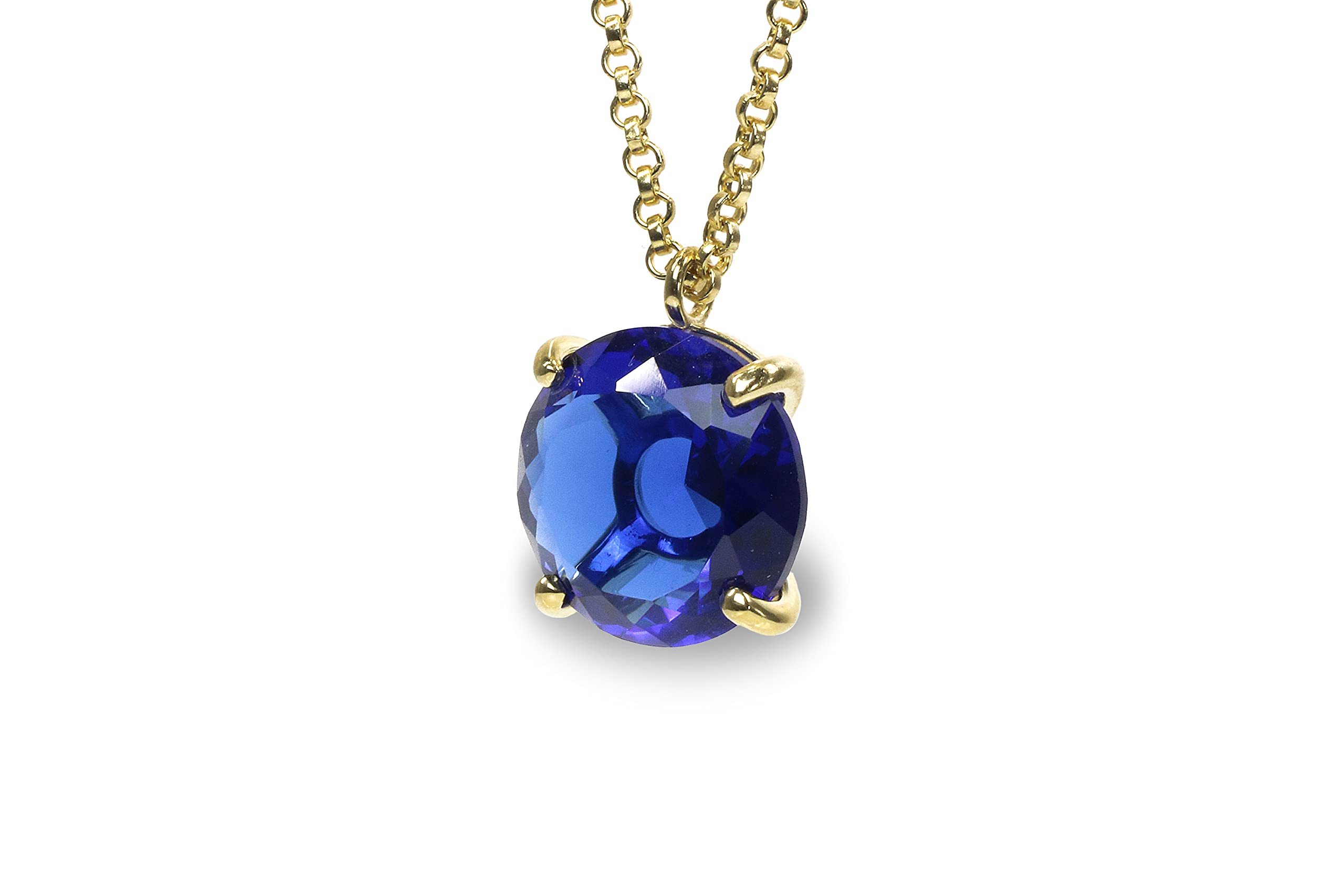 Radiant Gold Sapphire Necklace - Classic Round Pendant for Women | Bridal, Wedding & Anniversary Gift