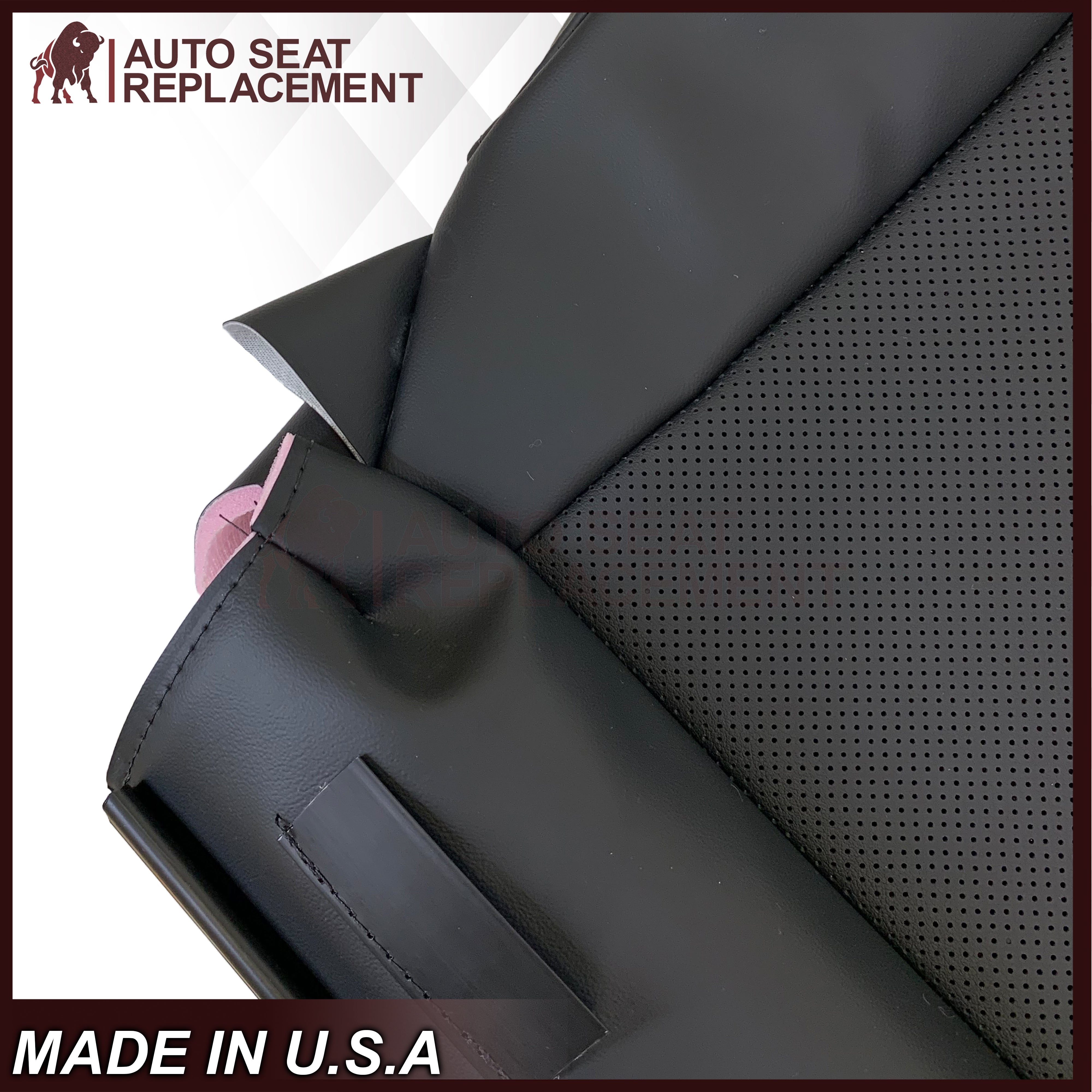 2004-2014 Toyota Highlander Genuine Leather Seat Covers - Perforated Black (Driver & Passenger Side Bottom) - Premium Car Interior Upgrade for Comfort & Style