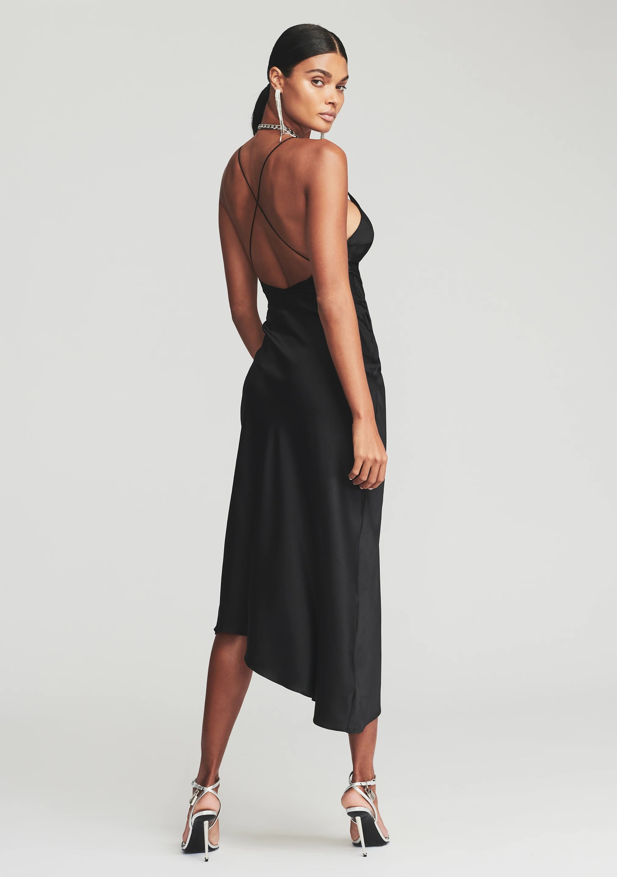 Emma Silk Dress - Elegant Black Satin Evening Gown for Women | Perfect for Cocktail Parties, Weddings & Formal Occasions