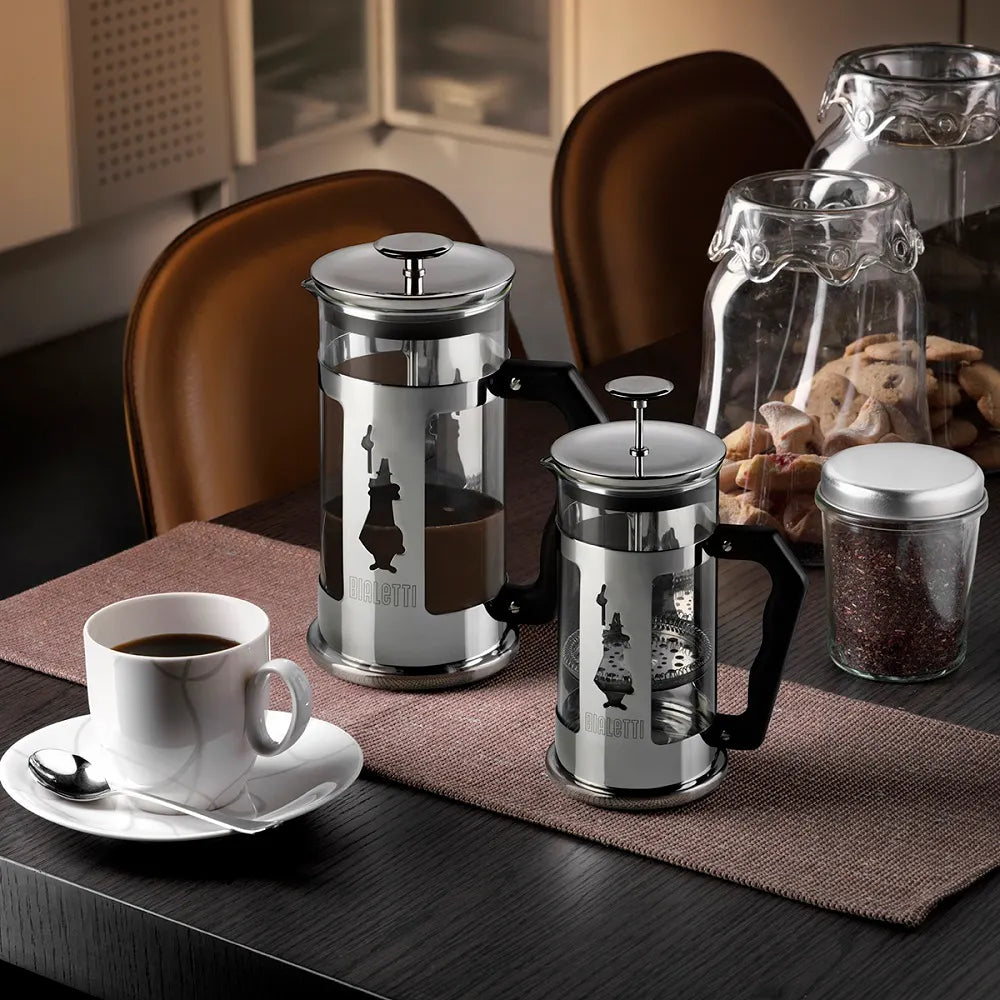 Bialetti 3-Cup French Press Coffee Maker - Stainless Steel & Heat-Resistant Glass for Rich, Bold Coffee - Perfect for Home, Office & Camping Brewing