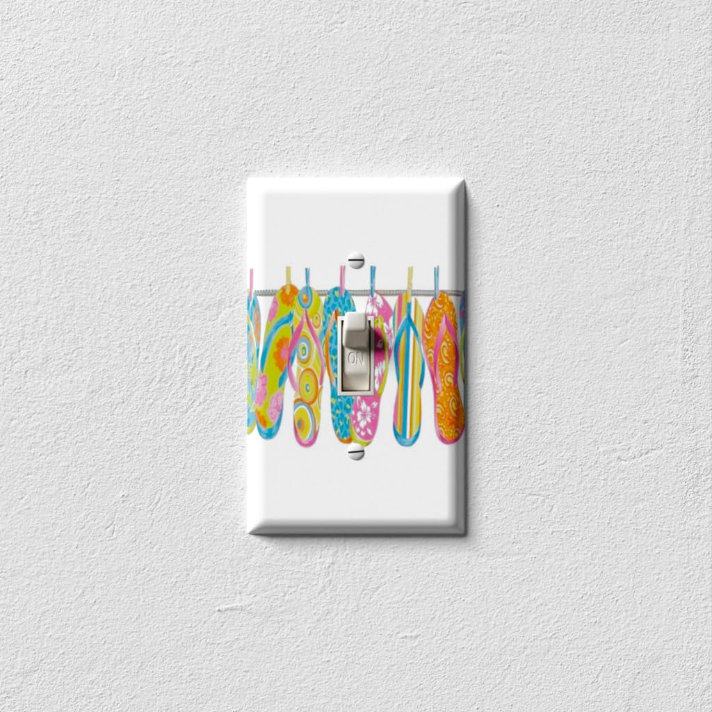 Hanging Beach Sandals Light Switch Cover - Single Toggle Wall Plate for Coastal Decor