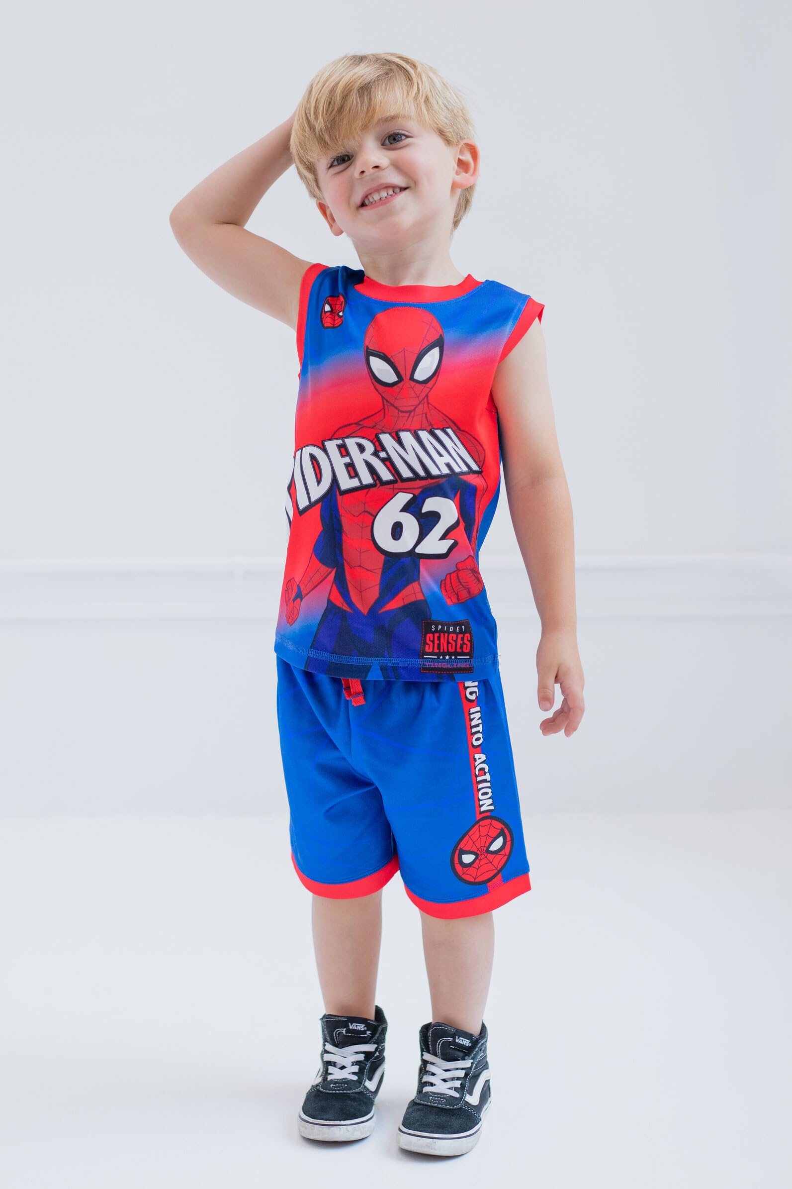 Marvel Spider-Man Miles Morales Hulk Mesh Jersey Tank Top & Basketball Shorts Set for Boys (2T-20) - Superhero Costume, Playtime & Sports Outfit